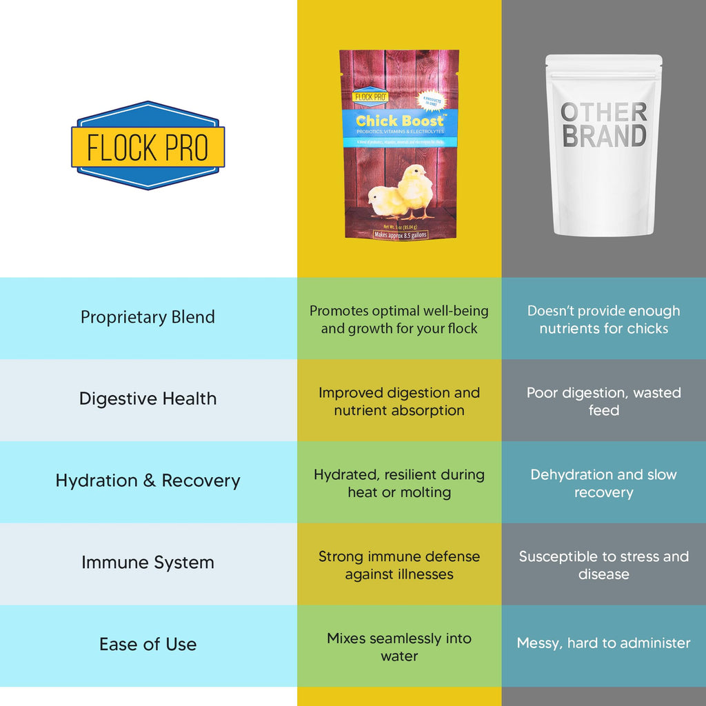Equerry's Flock PRO Chick Boost Probiotic - Probiotics, Vitamins, Minerals and Electrolytes for Chickens | Chicken Vitamins and Supplements for All Poultry - 8oz