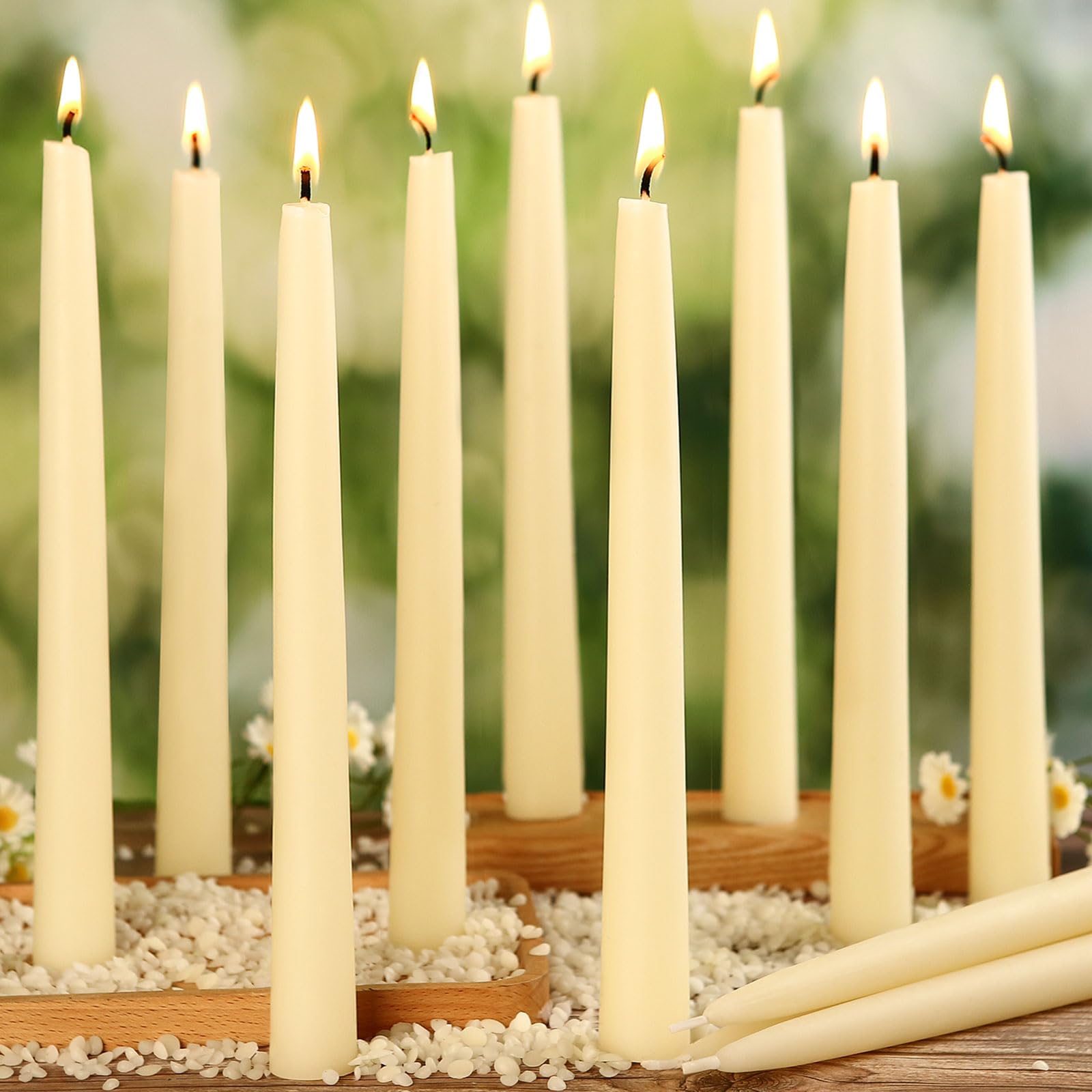 12 Pack Beeswax Taper Candles,8in Dripless Pure Beeswax Candles Non Toxic,8 Hours Long Burning 100% Natural Candle Sticks,Smokeless and Unscented Bees Wax Candle for Home,Prayer,Tall Tapered