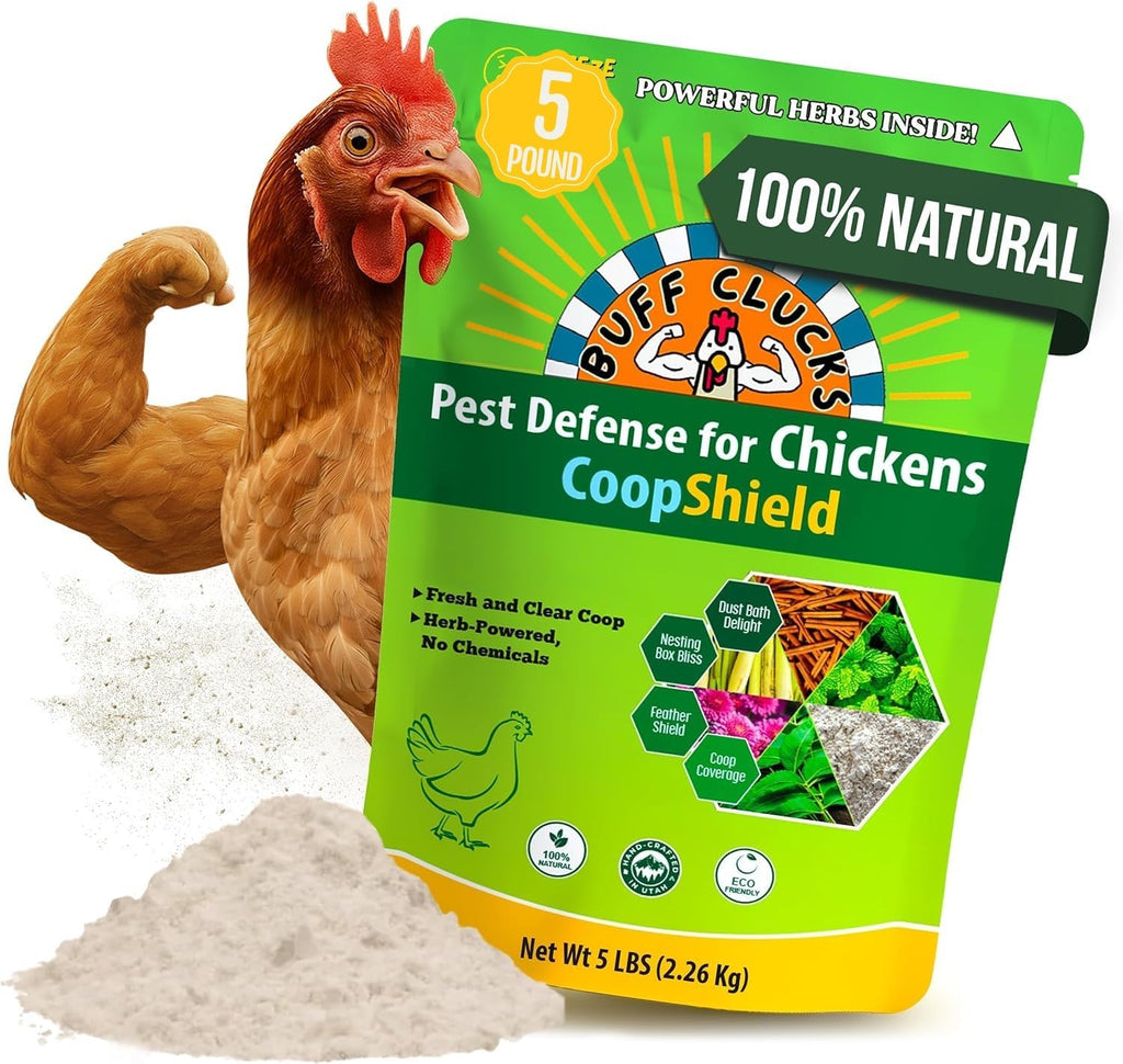 Buff Clucks Dust Bath Herb Blend for Chickens - Keep Feathers Clean & Healthy - Food Grade, Natural Nesting Box Herbs for Bedding, Coop Floor, USA (5 LB)