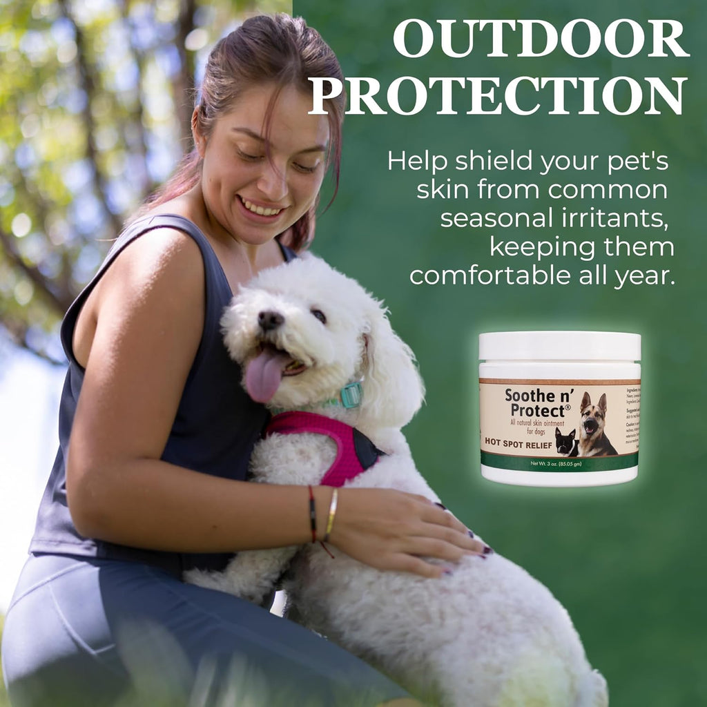 Soothe N’ Protect Dog Ointment, Hot Spot Treatment for Dogs, Healing Moisturizer for Skin Irritation, Itching, Hot Spots, Bites, Skin Salve for Dog Wound Care, 3oz
