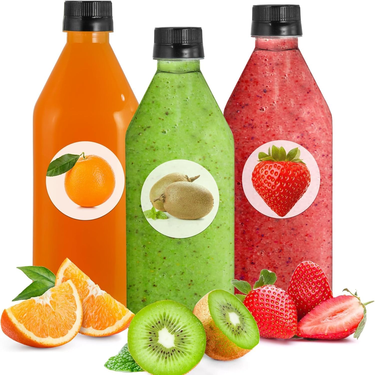 Coloch 10 Pack 33 Oz Plastic Juice Bottles with Black Caps, 1L Empty Clear Soda Bottle Reusable Drink Container Plastic Milk Bottle for Water, Juice, Beverage, Cold Drinks, Picnic, Home Use