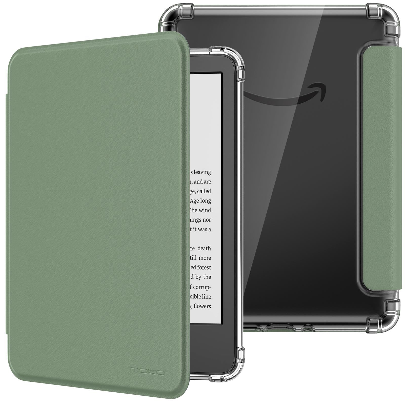 MoKo Case for 6" Kindle (11th Generation-2024/2022 Release), Ultra Clear Soft Flexible Transparent TPU Back Cover Light Shell with Auto Wake/Sleep for Kindle 11th Generation 2024, White Blue Floral