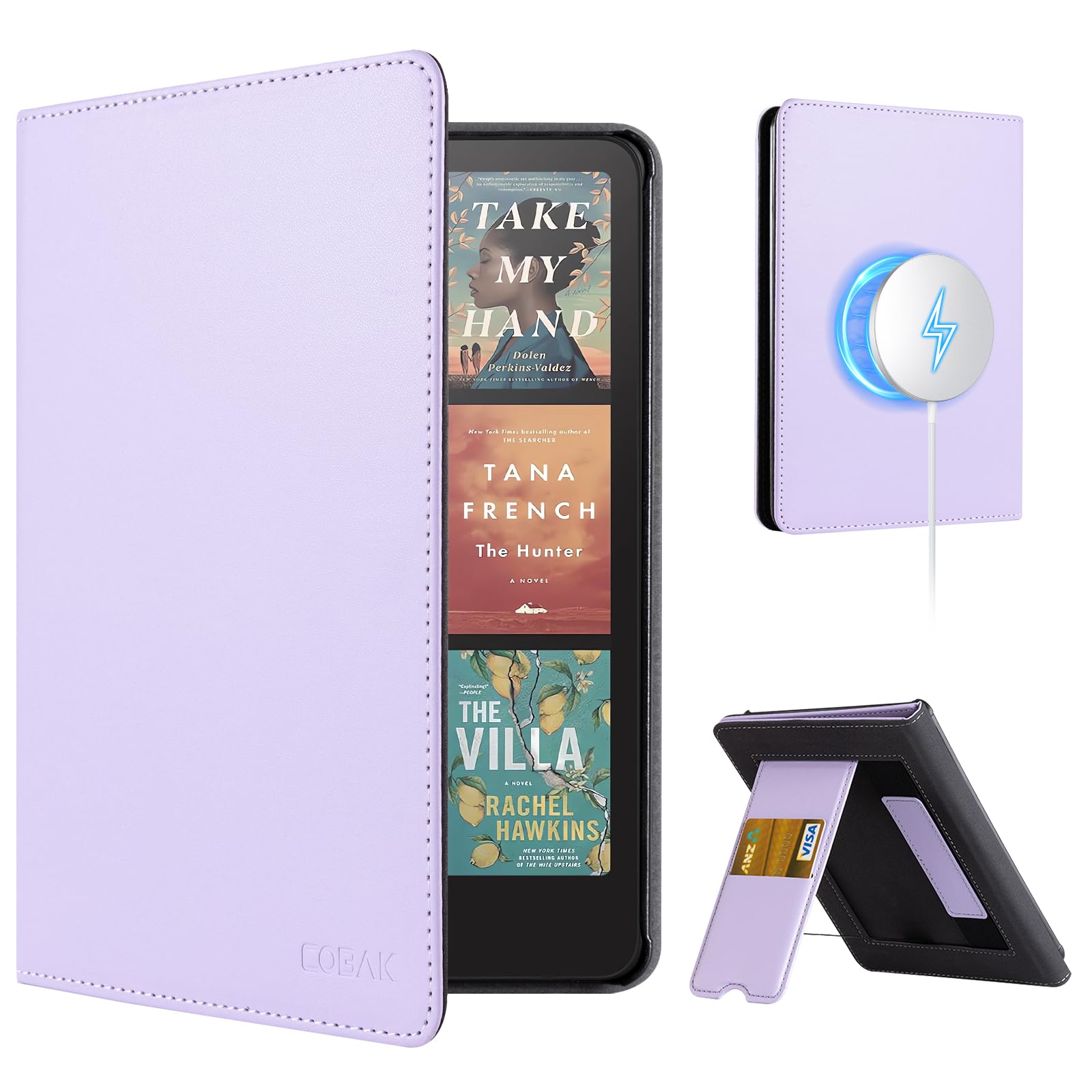 CoBak Case with Stand for Kindle Paperwhite 12th Gen 2024 Released (7") & Kindle Colorsoft Signature Edition - Durable PU Leather Cover with Auto Sleep Wake, Card Slot, Hand Strap Feature, Sage Green