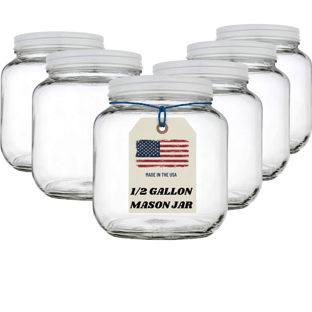 kitchentoolz Half Gallon Glass Large Mason Jar Wide Mouth with Airtight Metal Lid - 1/2 Gallon Mason Jars - BPA-Free Glass Jar with Lid - Dishwasher Safe Made in USA