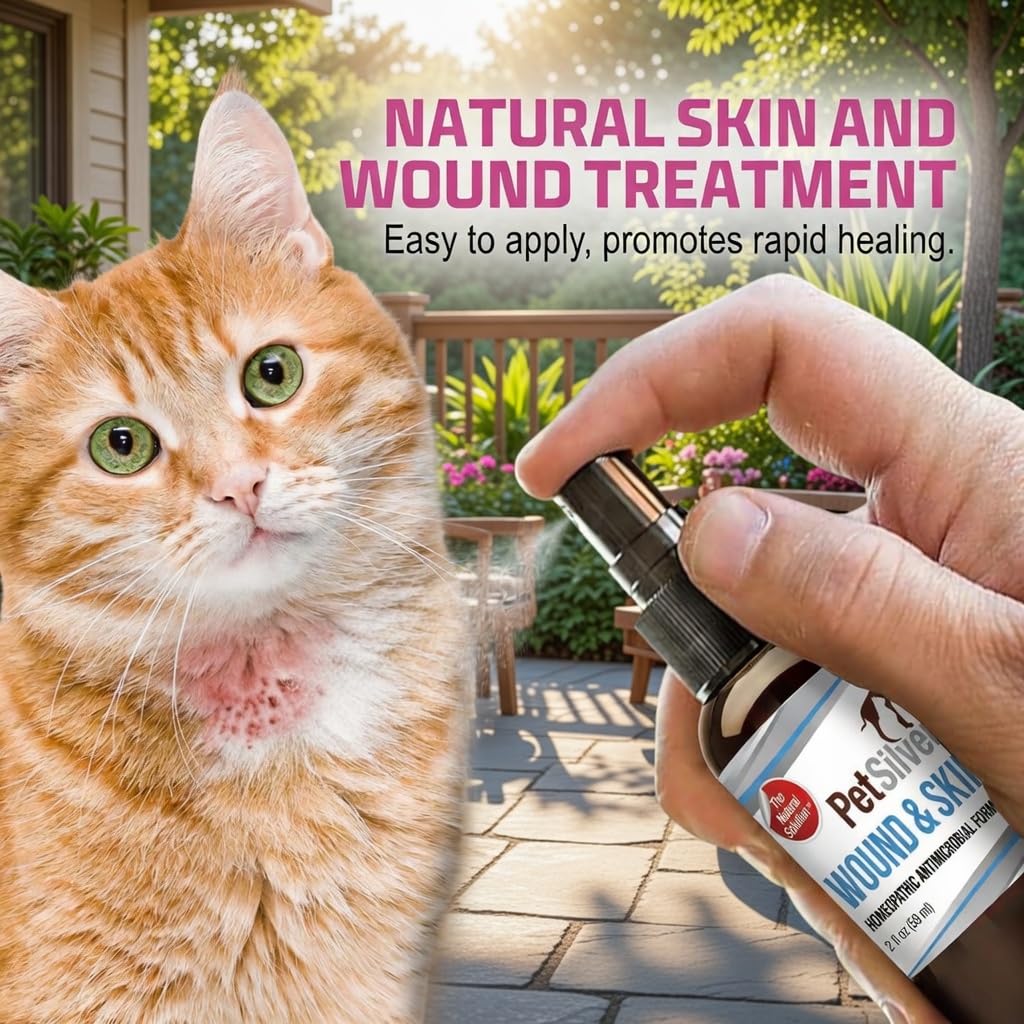 PetSilver Antibacterial Wound & Skin Spray | Dog Hot Spot Treatment & Cat Wound Spray | Chelated Silver Skin Soother for Rashes & Sores | Dog Wound Care & Itch Spray - 4 fl oz