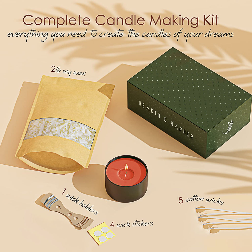 Hearth & Harbor Organic Soy Candle Wax for Candle Making, 10 lbs Natural Candles Making Supplies, Beeswax-Free, Paraffin-Free, Pure Soy Wax Flakes Perfect for Candles, Tealights and Melts