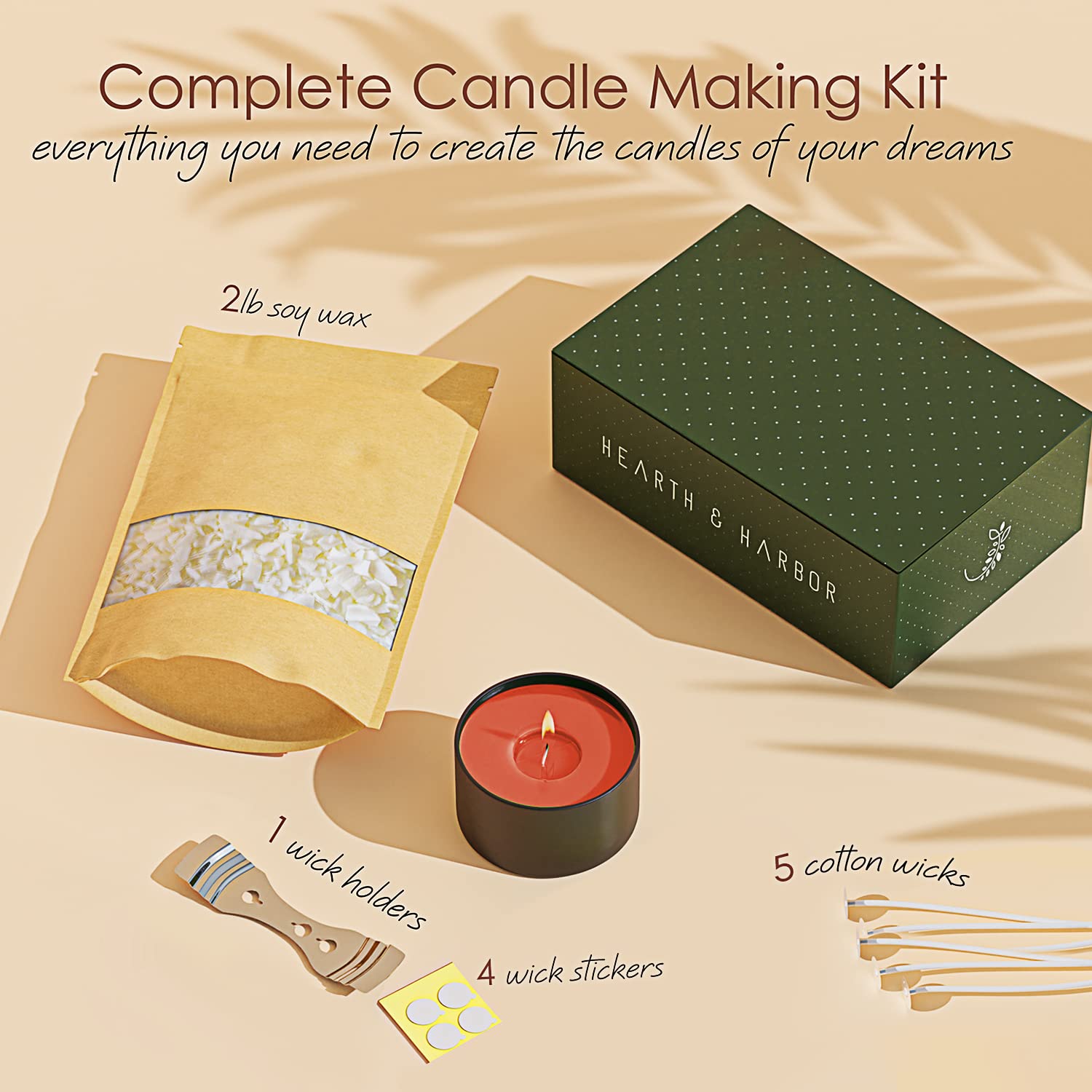 Hearth & Harbor Organic Soy Candle Wax for Candle Making, 10 lbs Natural Candles Making Supplies, Beeswax-Free, Paraffin-Free, Pure Soy Wax Flakes Perfect for Candles, Tealights and Melts