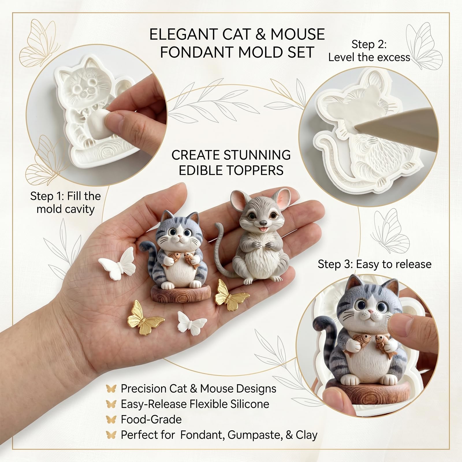 1 Pc Funny Chicken Butt Fondant Mold 3D Bending Chicken Candy Silicone Mold for Cake Decorating, Chocolate, Cupcake Toppers, Resin, Soap, Epoxy, Clay, Plaster, Farm Animal DIY Crafts