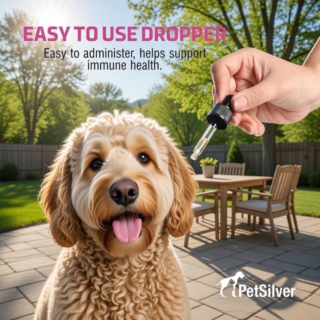 PetSilver Immune Support - Promotes Respiratory Health in Cats & Dogs, Sinus & Kennel Cough Treatment, Natural Antibiotic, Allergy Relief, Chelated Silver Formula, Easy-to-Use Dropper, USA - 2 fl oz