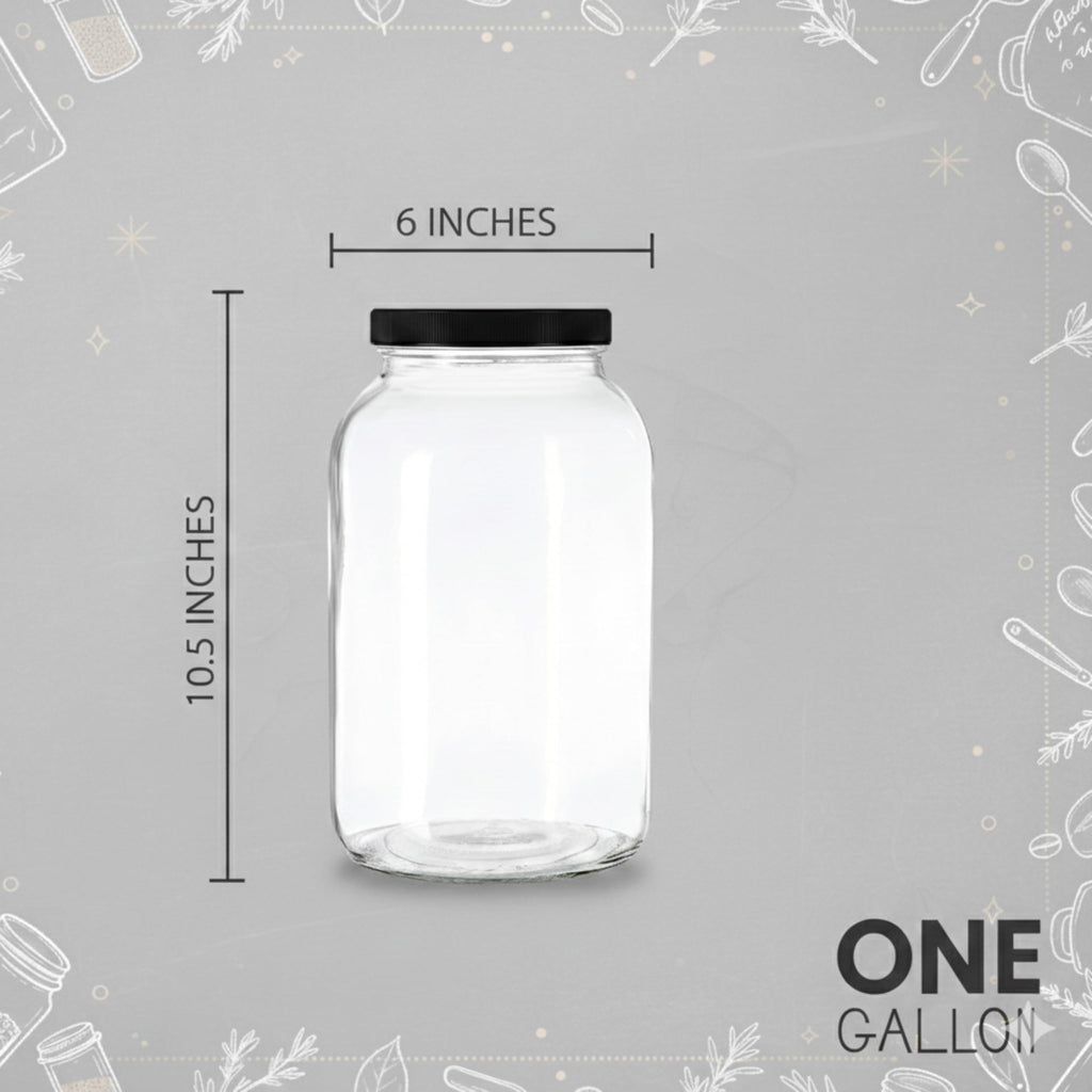 kitchentoolz 1 Gallon Glass Jar Wide Mouth with Airtight Foam Lined Plastic Lid - Large Mason Jar for Fermenting Kombucha Kefir - Storing and Canning (4)