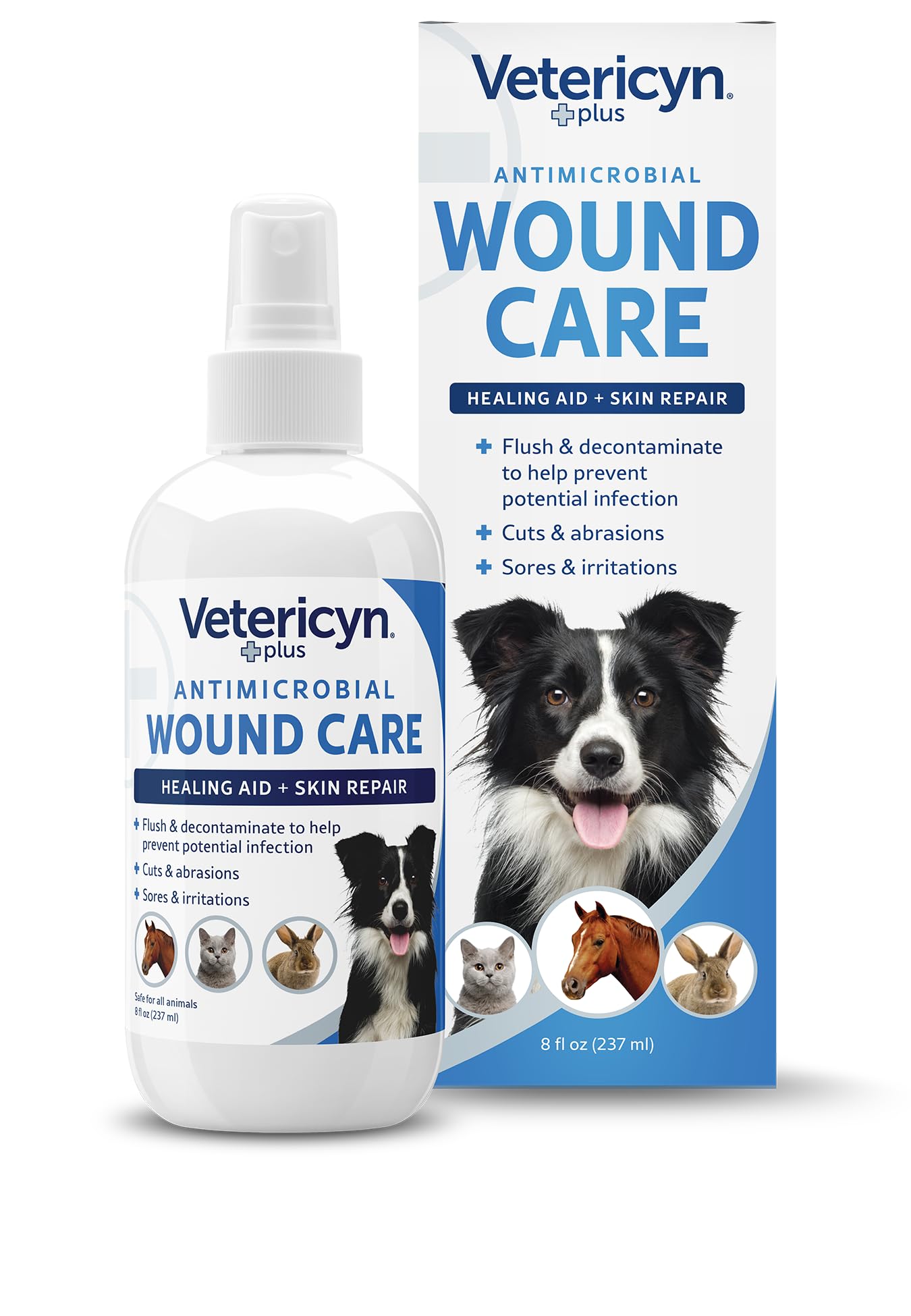 Vetericyn Plus Dog Wound Care Spray | Healing Aid and Skin Repair, Clean Wounds, Relieve Dog Skin Allergies, Safe for All Animals. 3 ounces