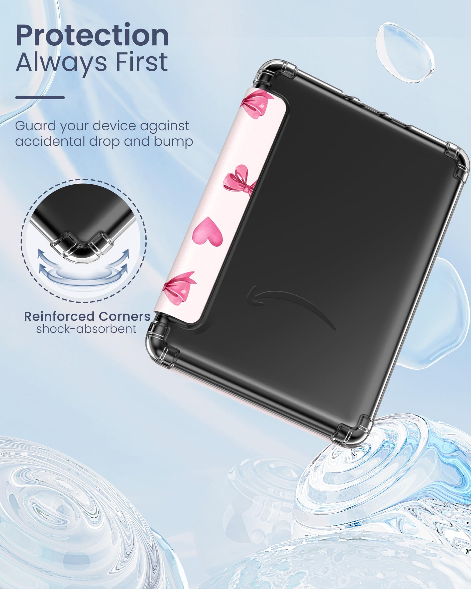 MoKo Case for 6" Kindle (11th Generation-2024/2022 Release), Ultra Clear Soft Flexible Transparent TPU Back Cover Light Shell with Auto Wake/Sleep for Kindle 11th Generation 2024, White Blue Floral