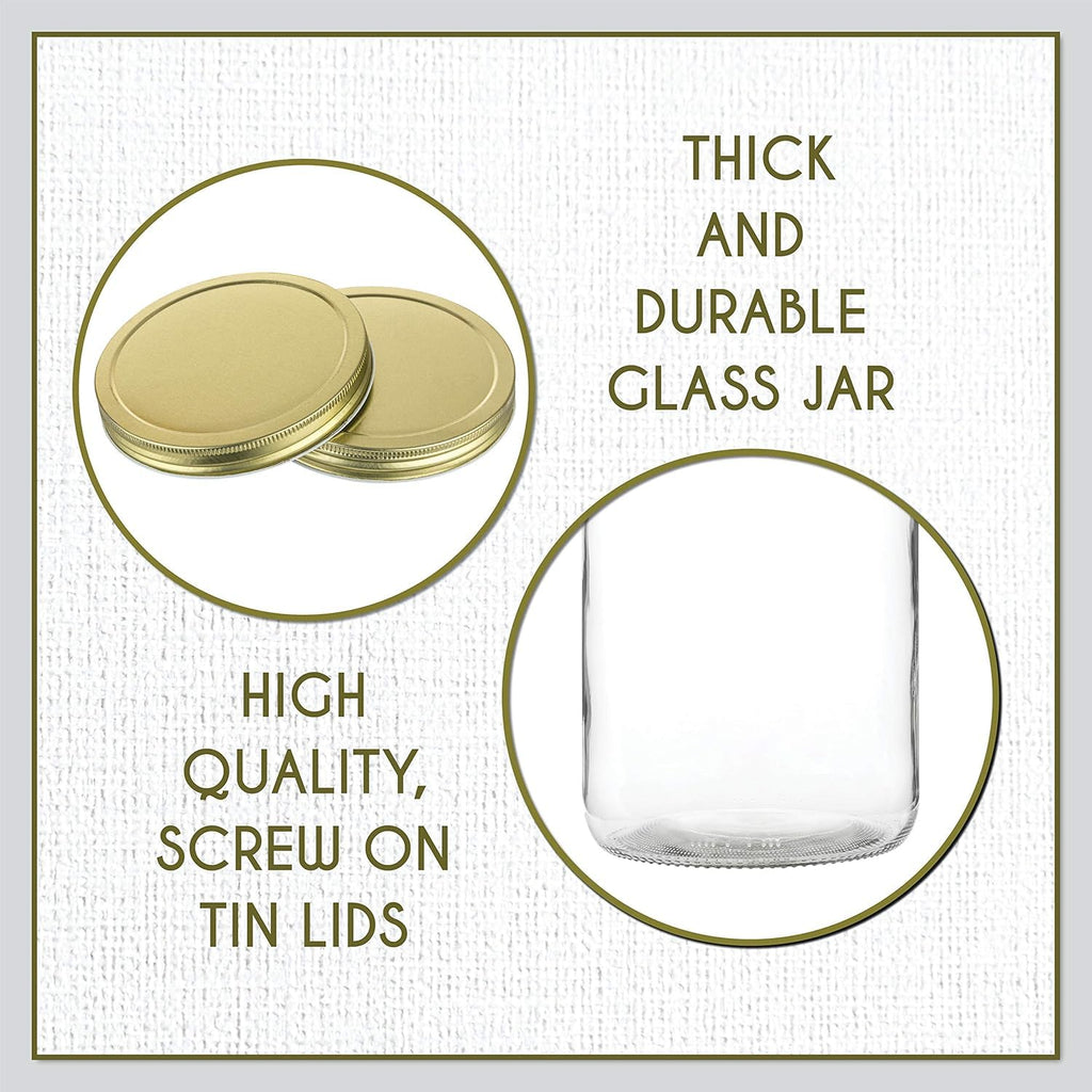 kitchentoolz 1 Gallon Glass Jar with Lid – Gallon Mason Wide Mouth Large Glass Jar for Fermenting, Pickling, Canning, Fermentation Jar, Kombucha, and Food Storage – 1 Gallon Jar Made in USA