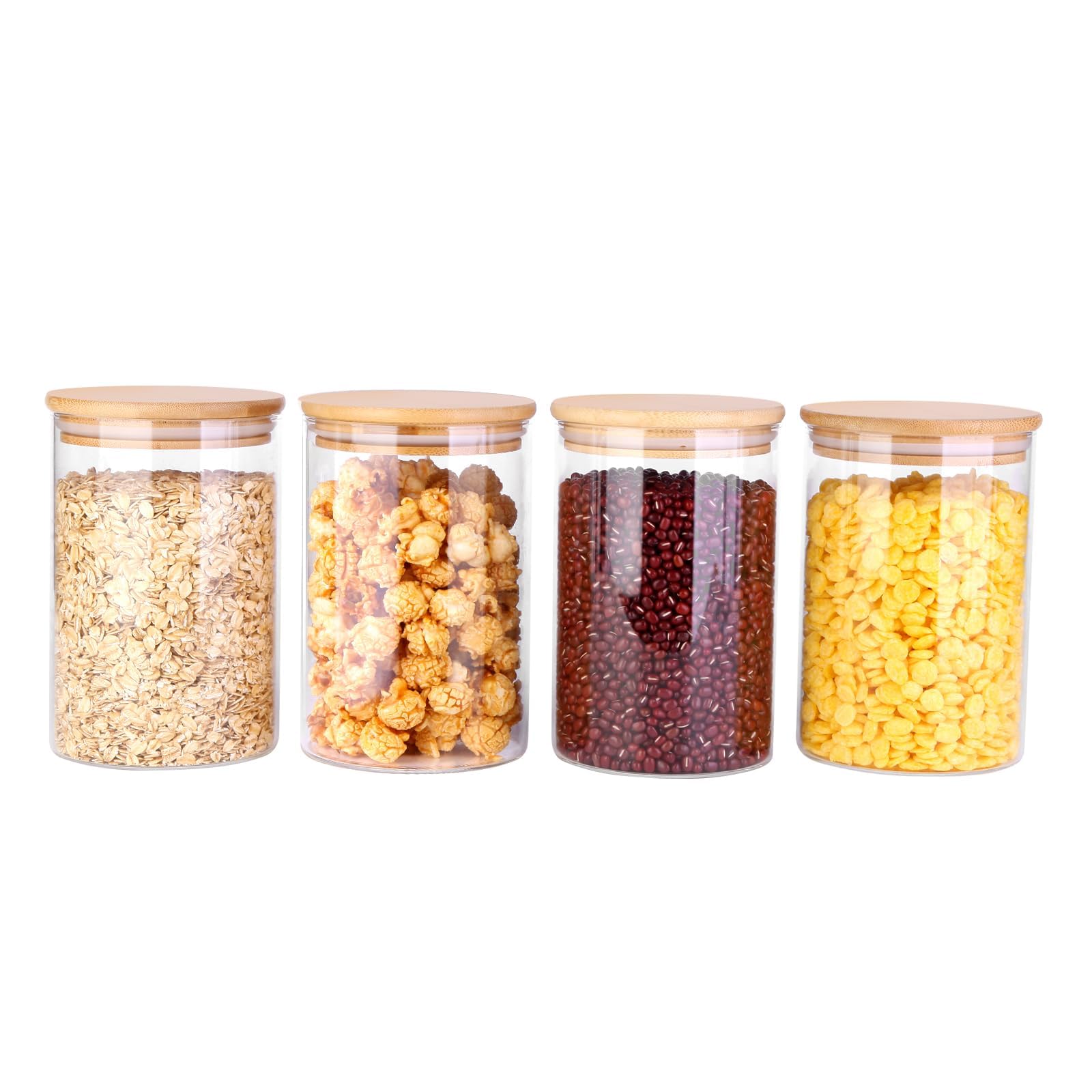 2 Pack 1.1 Gallon Square Super Wide Mouth, Airtight Glass Storage Jars, with Measurement Marks, Leak-Proof Lids for Kitchen Pantry, Canning, Dry Food (Flour, Sugar) & Drinks