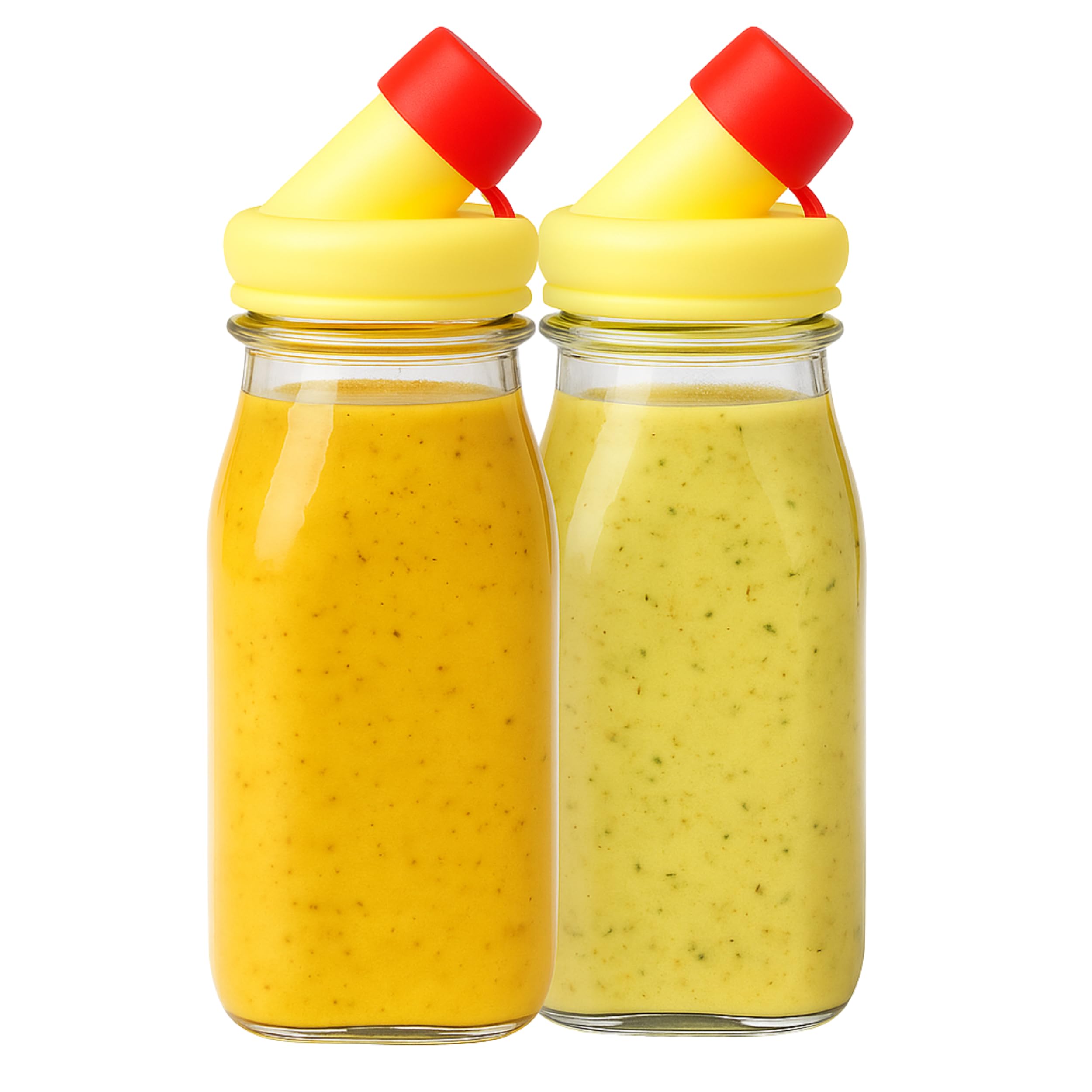 kitchentoolz Salad Dressing Shaker Bottle – 12oz Carafe Glass Bottle with Silicone Pour Spout and Tamper-Proof Lid for Sauces and Marinades - Salad Dressing Dispenser Container