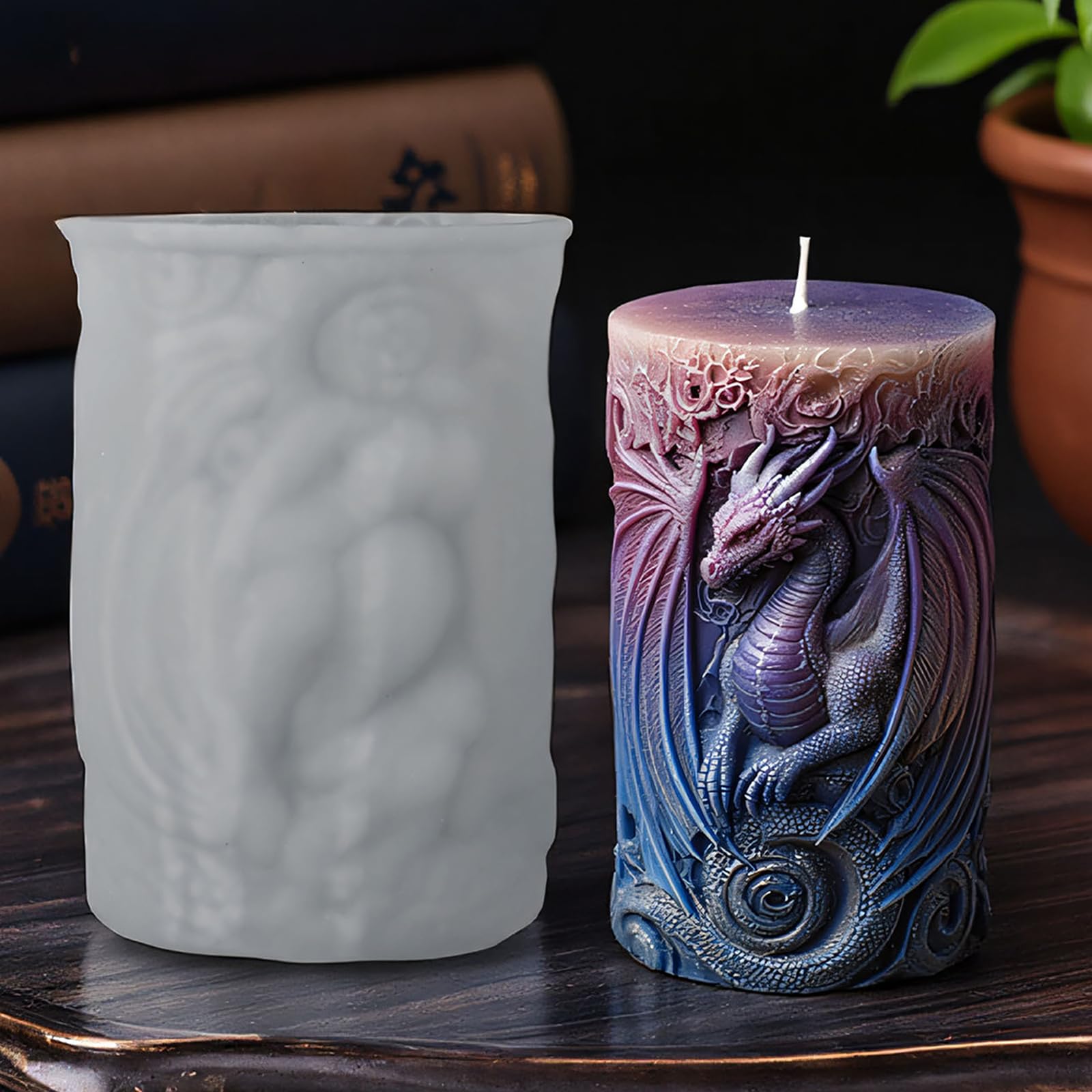 Succulent Flower Silicone Wave Spiral Candle Mold - Silicone Resin Casting Molds for Candle & Resin & Soap Craft Supplies