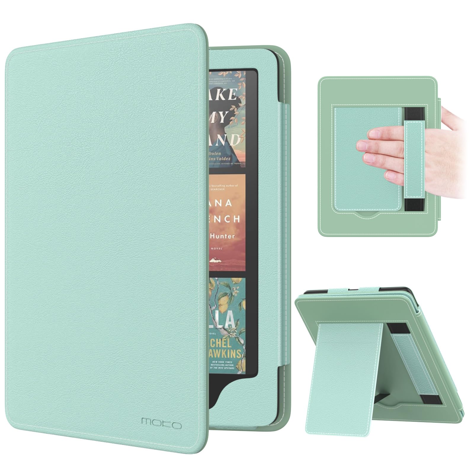 MoKo Case for 7"/6.8" Kindle Paperwhite(12th/11th Generation-2024/2021) and Kindle Colorsoft Signature Edition, Slim PU Shell Cover Case with Auto-Wake/Sleep for Kindle Paperwhite 2024, Flowers