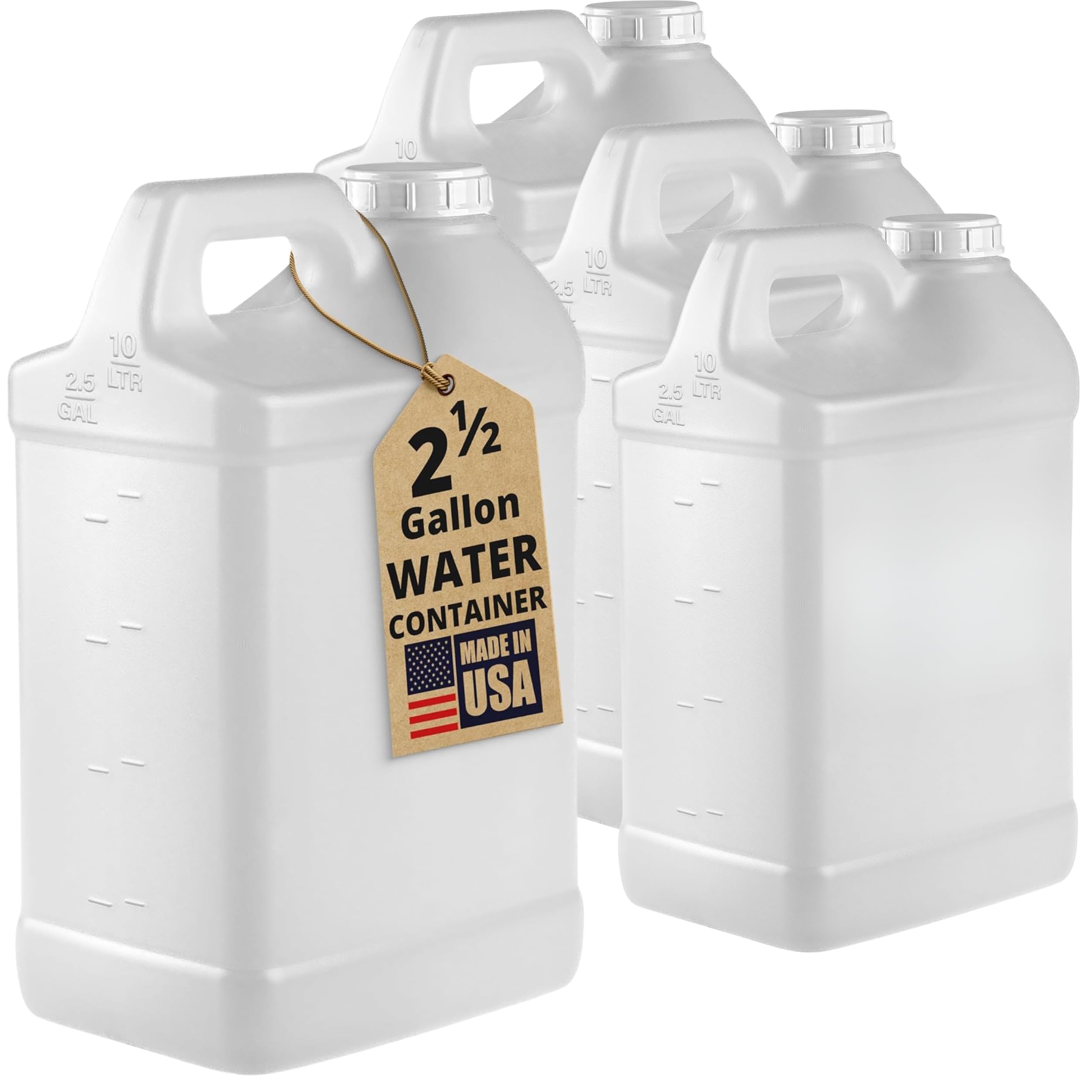 kitchentoolz 2.5 Gallon Water Jug – Water Container Heavy-Duty HDPE Carboy for Automotive Used Oil Container & Liquid Storage – 10 Liter Water Jugs with Secure Lid – Made in USA