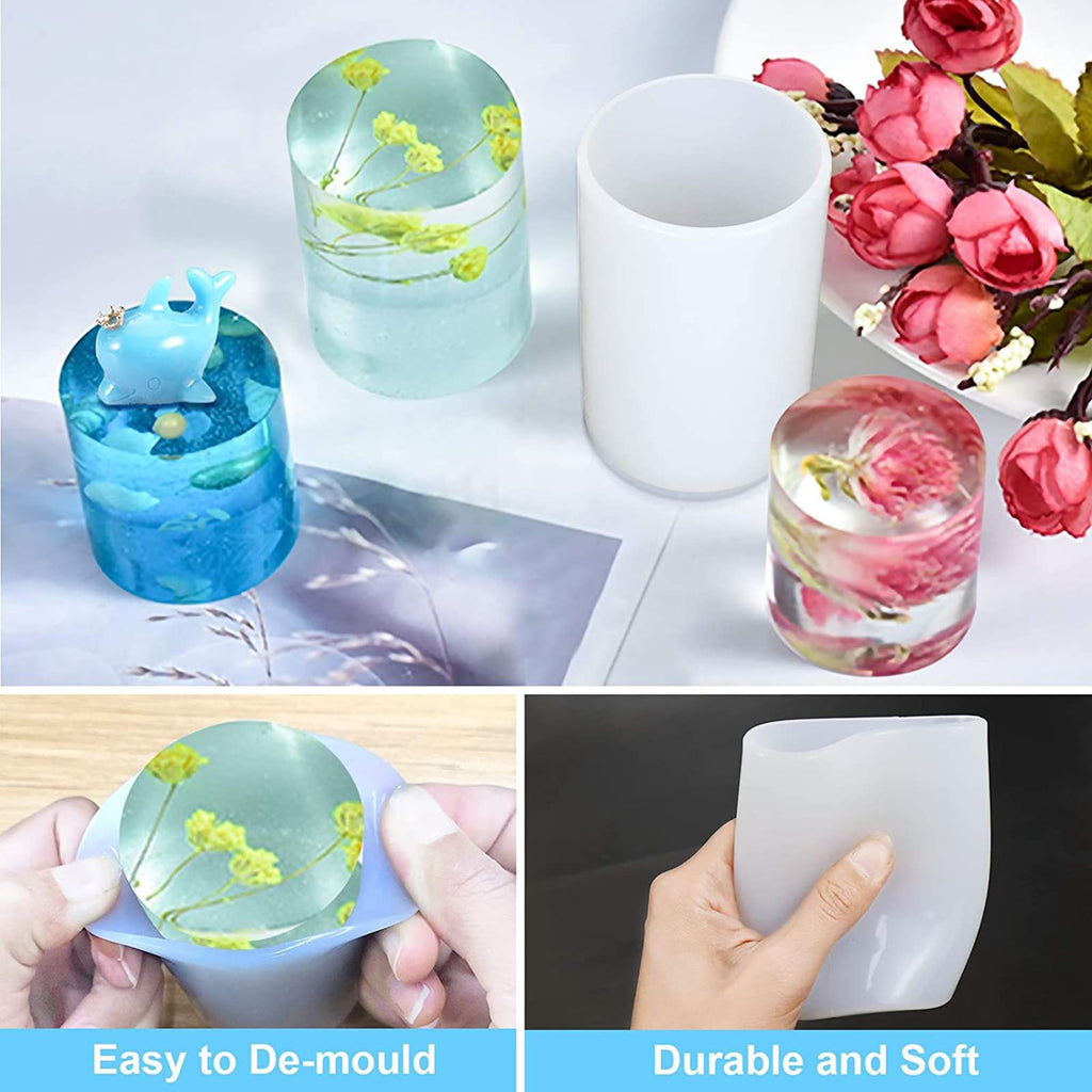 Bottle Candle Molds Cylinder Flower Pillar Mold - Rose Flower - Resin Casting Silicone Molds for Home Decor & Candle Making Wave Spiral Mold