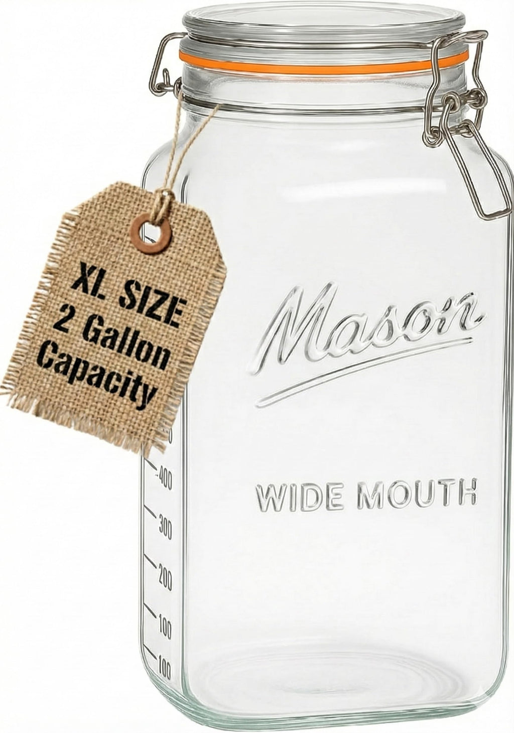kitchentoolz 2 Gallon Large Glass Mason Jar with Airtight Lid- Extra Wide Mouth - Big Fermentation & Canning Container - Jumbo Storage - Pack of 1