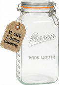 kitchentoolz 2 Gallon Large Glass Mason Jar with Airtight Lid- Extra Wide Mouth - Big Fermentation & Canning Container - Jumbo Storage - Pack of 1