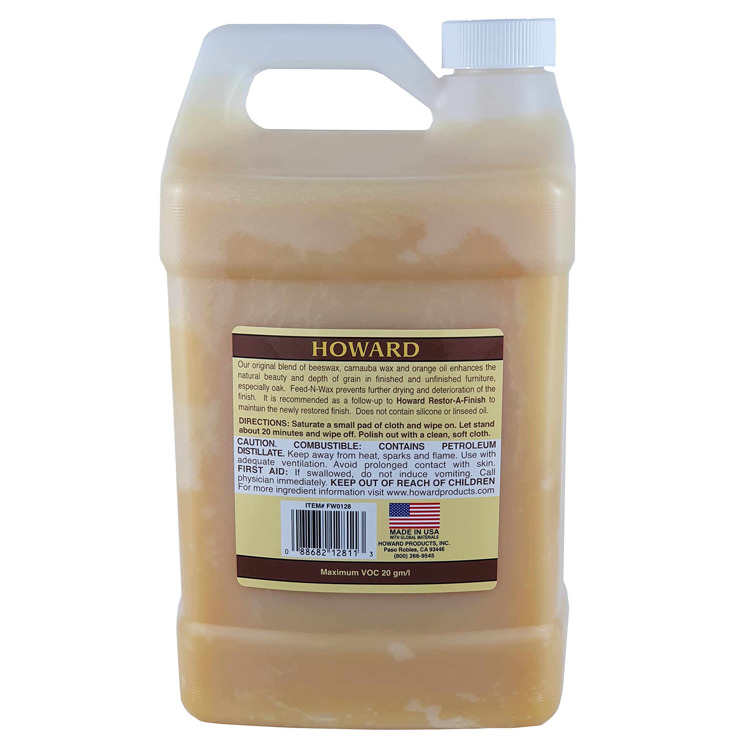 Howard Products Feed-N-Wax Wood Polish & Conditioner, 8 oz, Orange