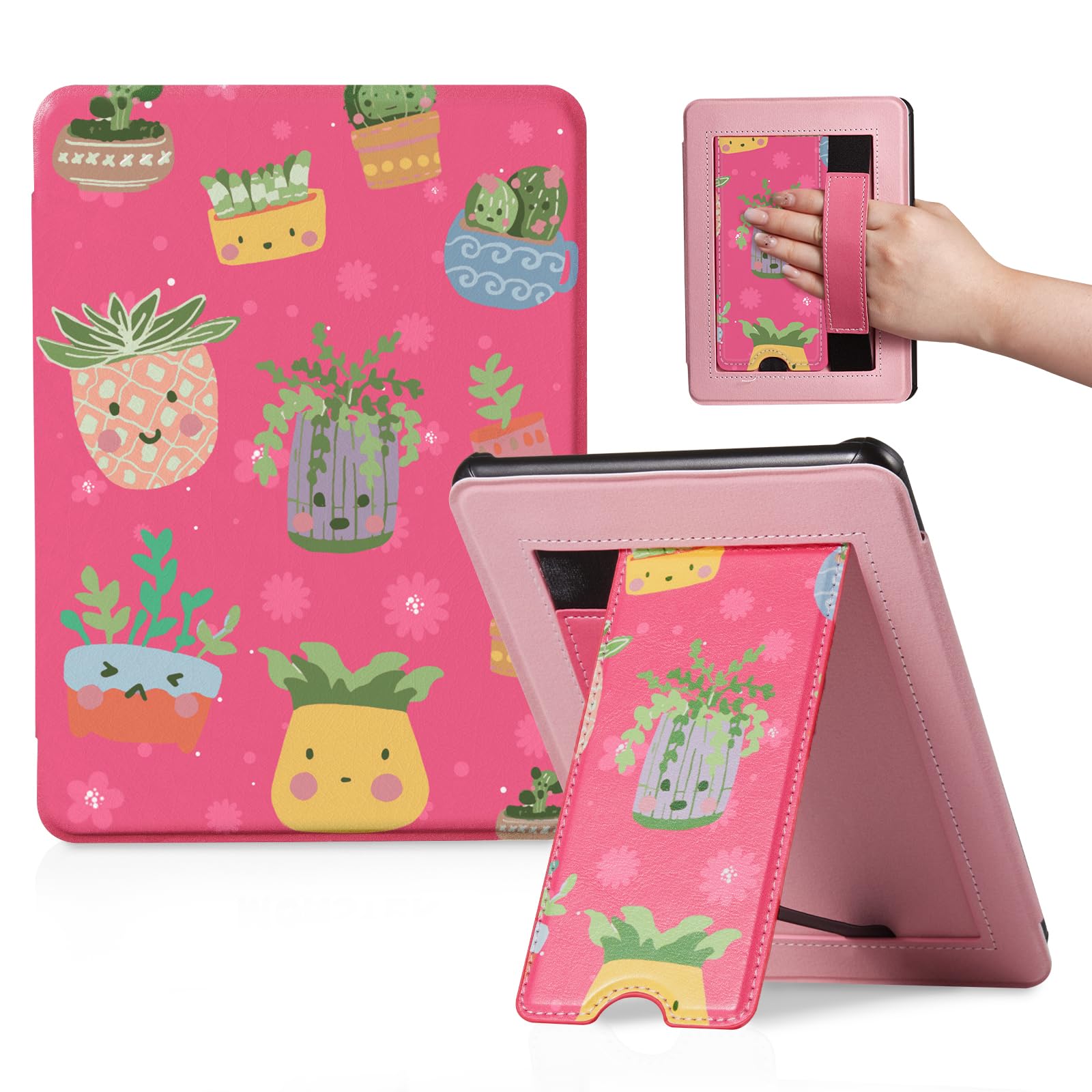 CoBak Case with Stand for Kindle Paperwhite 12th Gen 2024 Released (7") & Kindle Colorsoft Signature Edition - Durable PU Leather Cover with Auto Sleep Wake, Card Slot, Hand Strap Feature, Sage Green