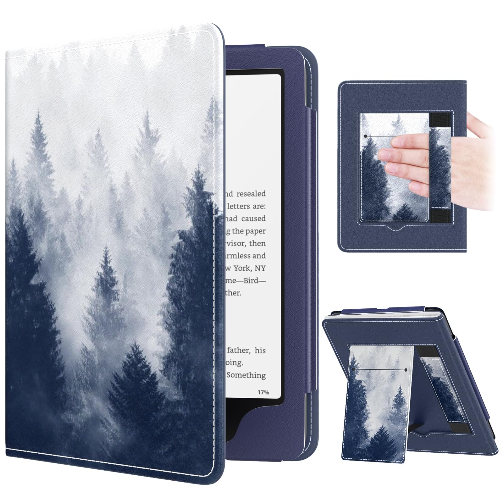 MoKo Case for 7"/6.8" Kindle Paperwhite(12th/11th Generation-2024/2021) and Kindle Colorsoft Signature Edition, Slim PU Shell Cover Case with Auto-Wake/Sleep for Kindle Paperwhite 2024, Flowers