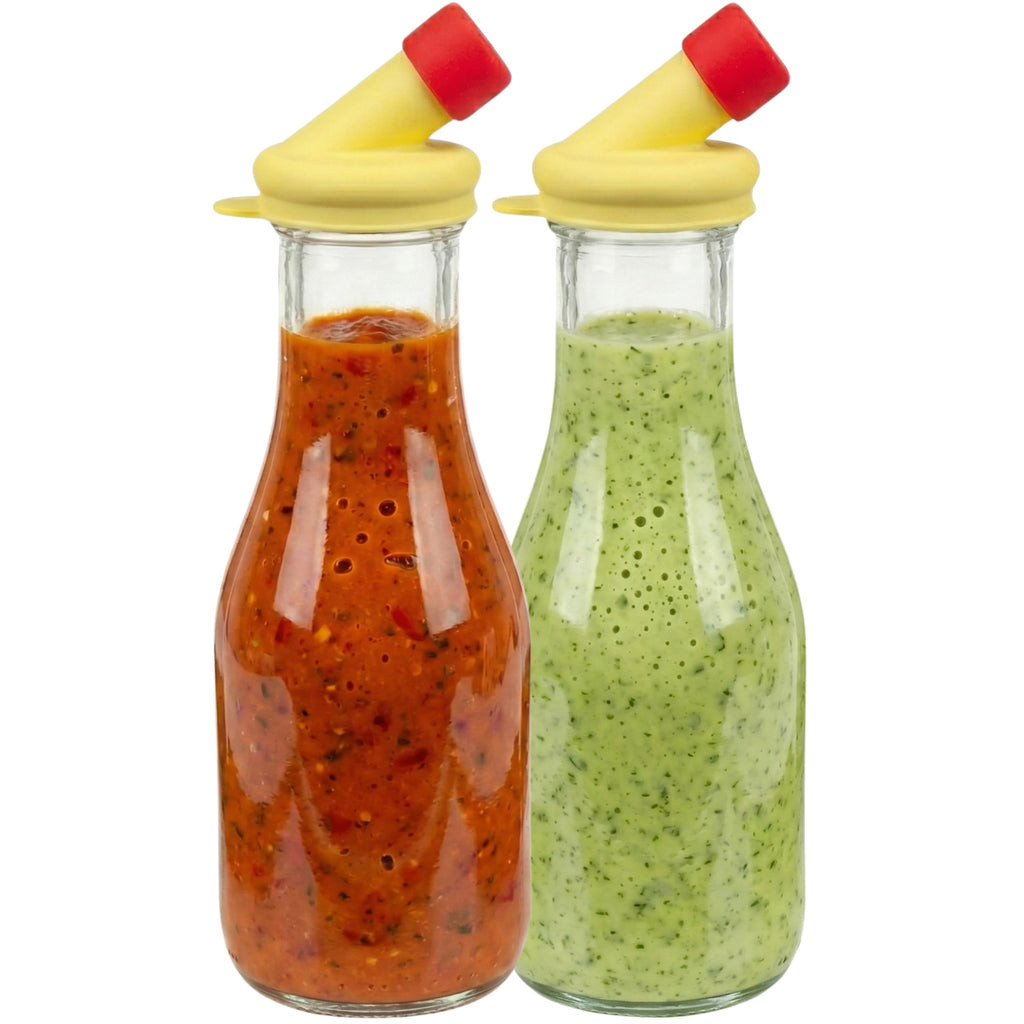 kitchentoolz 32oz Salad Dressing Shaker Bottle – Tall Glass Bottle Salad Dressing Dispenser Container with Tamper-Proof Lid – Ideal for Marinades and Sauces – 1 Pack
