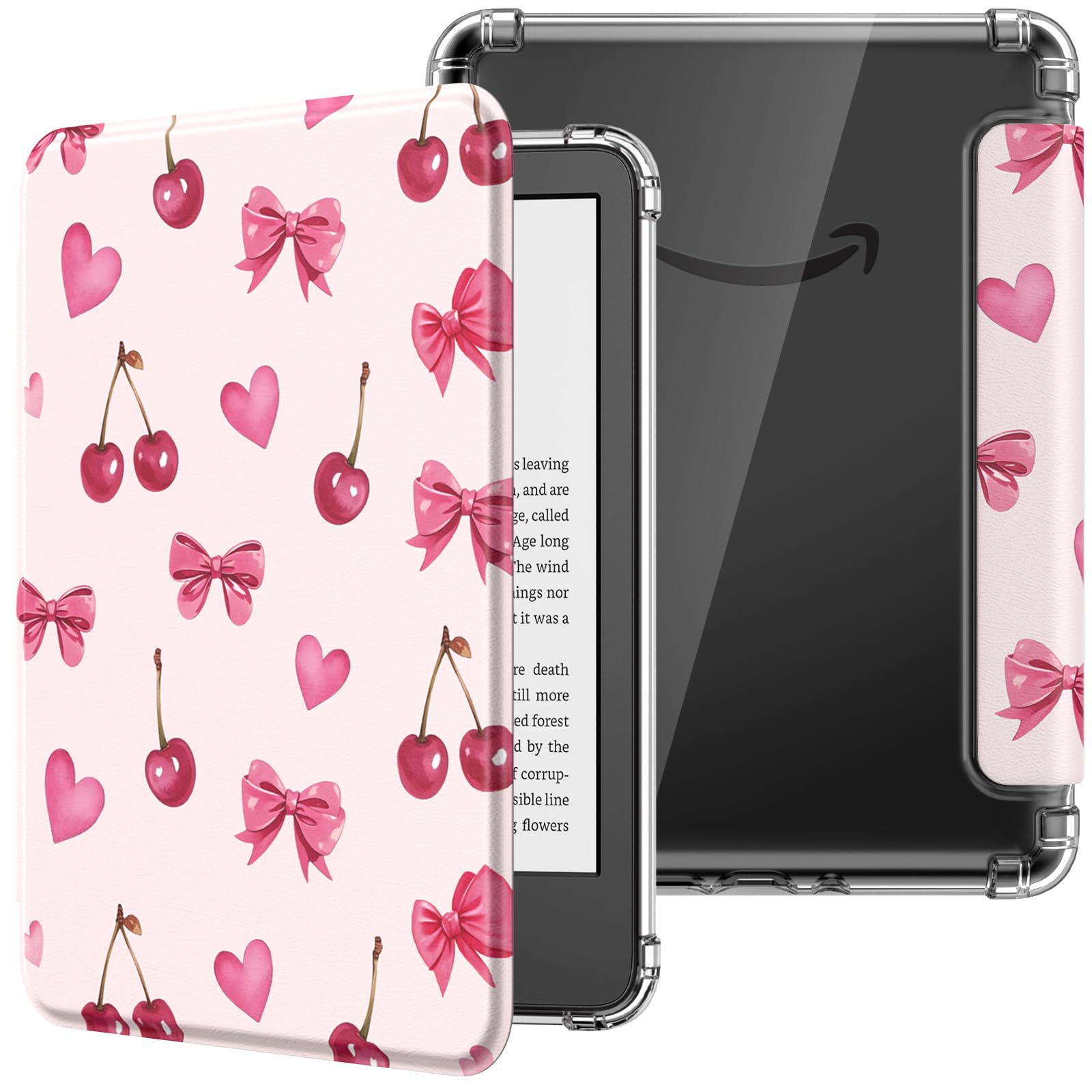MoKo Case for 6" Kindle (11th Generation-2024/2022 Release), Ultra Clear Soft Flexible Transparent TPU Back Cover Light Shell with Auto Wake/Sleep for Kindle 11th Generation 2024, White Blue Floral