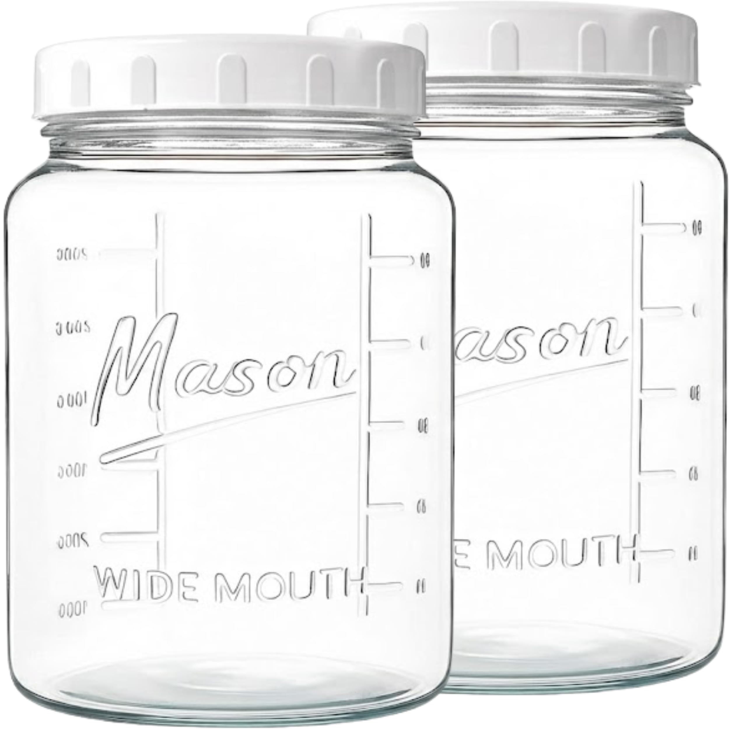 Kitchentoolz Extra Large Mason Jar - 1 Gallon Glass Wide Mouth Jar with Airtight Metal Screw on Lid, Food Storage Container with Measurement Marks For Kitchen Pantry, Pickling, Flour & Sugar Pack of 1