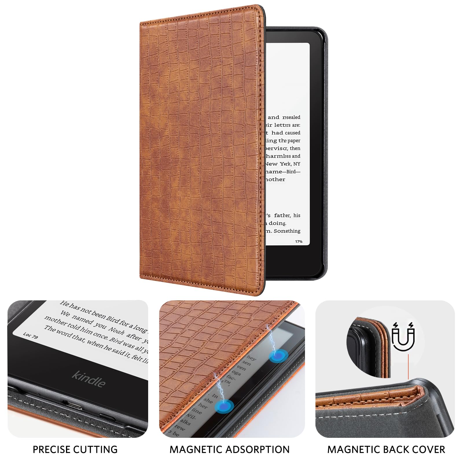 CoBak Case with Stand for Kindle Paperwhite 12th Gen 2024 Released (7") & Kindle Colorsoft Signature Edition - Durable PU Leather Cover with Auto Sleep Wake, Card Slot, Hand Strap Feature, Sage Green