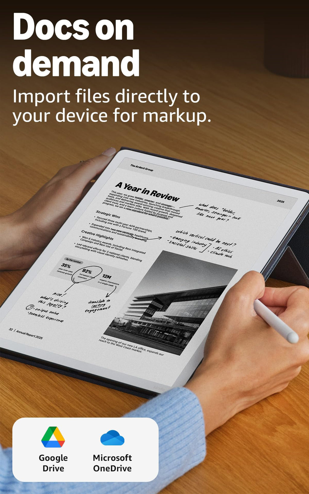 Amazon Kindle Scribe 32GB (newest model) — 11” paper-like display with front light — Thinner, lighter, faster — Write in notebooks, documents, and books. Includes Premium Pen - Graphite
