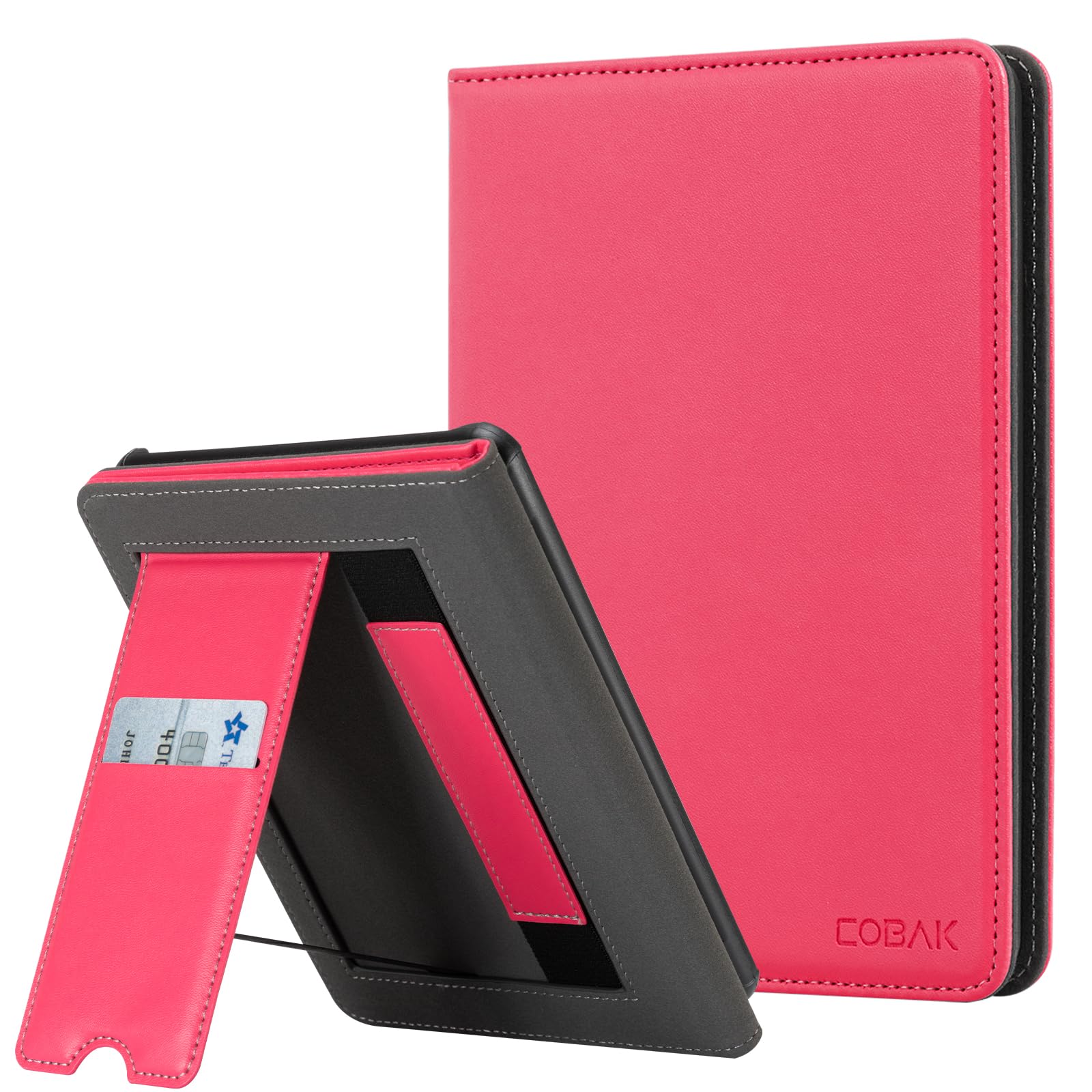 CoBak Case with Stand for Kindle Paperwhite 12th Gen 2024 Released (7") & Kindle Colorsoft Signature Edition - Durable PU Leather Cover with Auto Sleep Wake, Card Slot, Hand Strap Feature, Sage Green