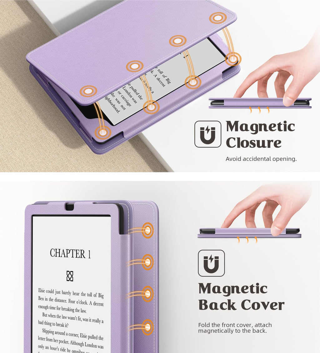 MoKo Case for 7"/6.8" Kindle Paperwhite(12th/11th Generation-2024/2021) and Kindle Colorsoft Signature Edition, Slim PU Shell Cover Case with Auto-Wake/Sleep for Kindle Paperwhite 2024, Flowers