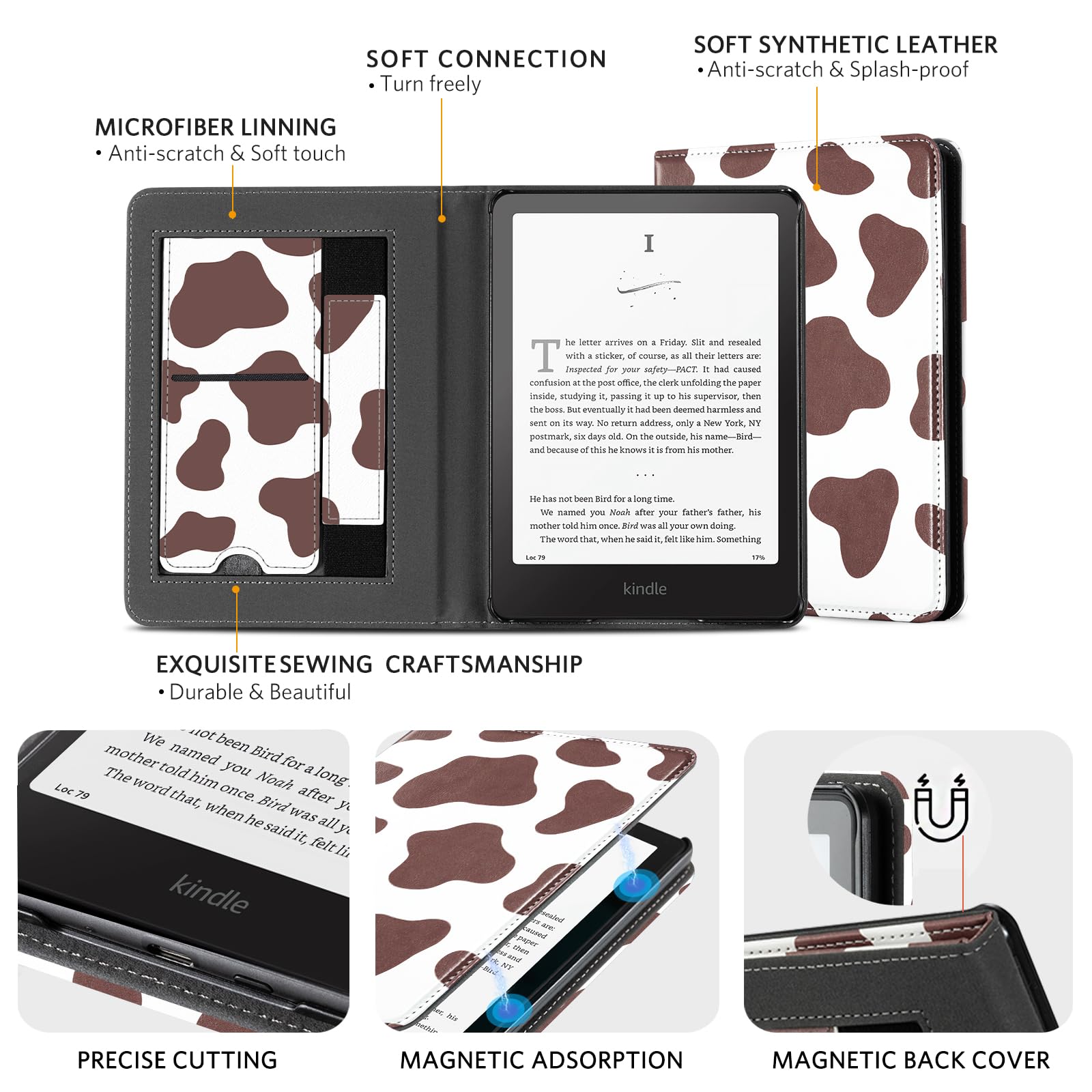CoBak Case with Stand for Kindle Paperwhite 12th Gen 2024 Released (7") & Kindle Colorsoft Signature Edition - Durable PU Leather Cover with Auto Sleep Wake, Card Slot, Hand Strap Feature, Sage Green