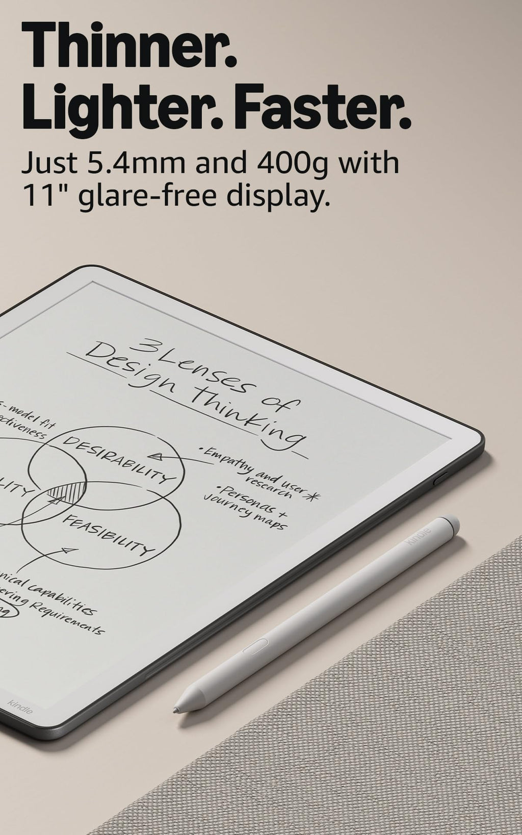 Amazon Kindle Scribe 32GB (newest model) — 11” paper-like display with front light — Thinner, lighter, faster — Write in notebooks, documents, and books. Includes Premium Pen - Graphite