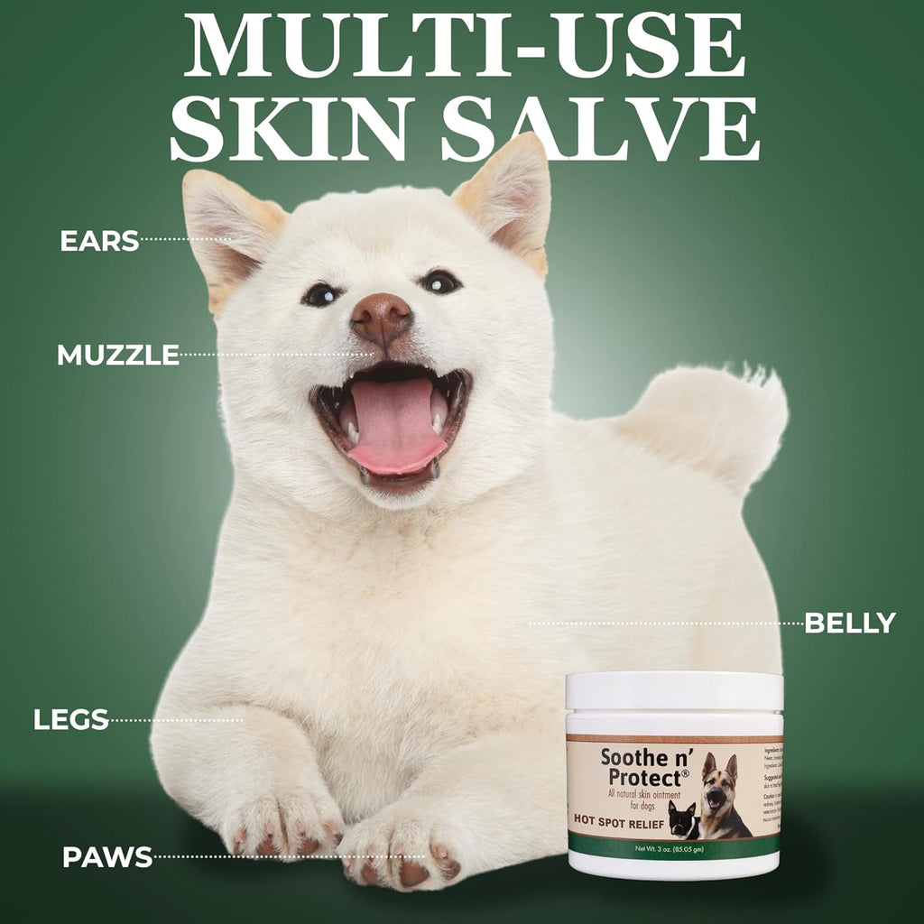 Soothe N’ Protect Dog Ointment, Hot Spot Treatment for Dogs, Healing Moisturizer for Skin Irritation, Itching, Hot Spots, Bites, Skin Salve for Dog Wound Care, 3oz