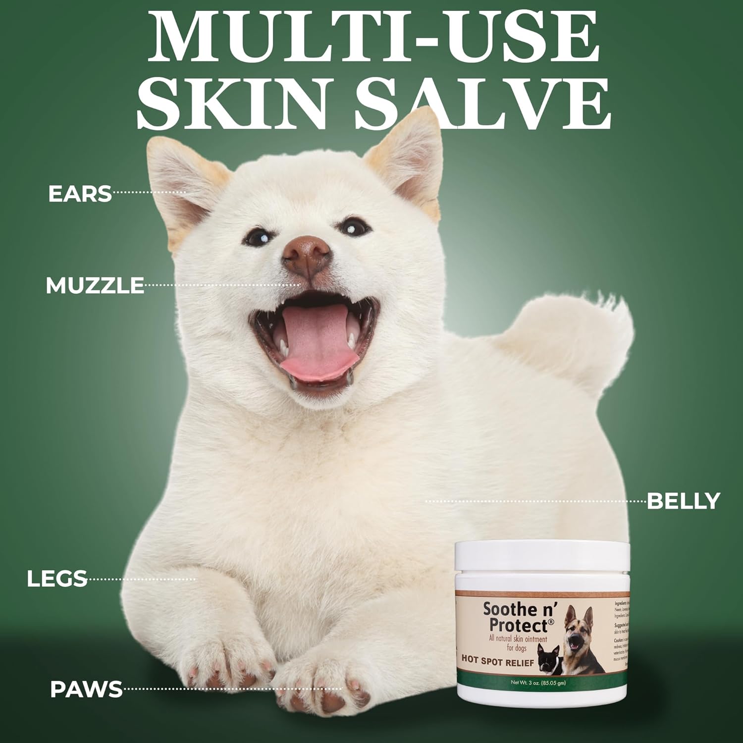 Soothe N’ Protect Dog Ointment, Hot Spot Treatment for Dogs, Healing Moisturizer for Skin Irritation, Itching, Hot Spots, Bites, Skin Salve for Dog Wound Care, 3oz