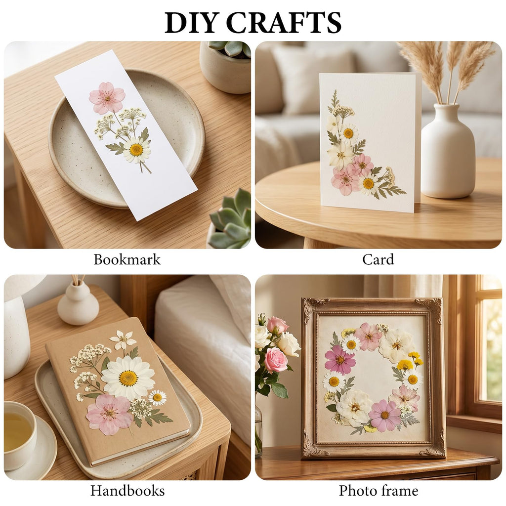 NESCCI 420 Pcs Dried Pressed Flowers for Resin,Real Nature Dried Flowers for Crafts Bulk Dry Flowers Leaves Kit Used for Resin Molds Scrapbooking DIY Art Crafts Candle Soap Making Nails Décor