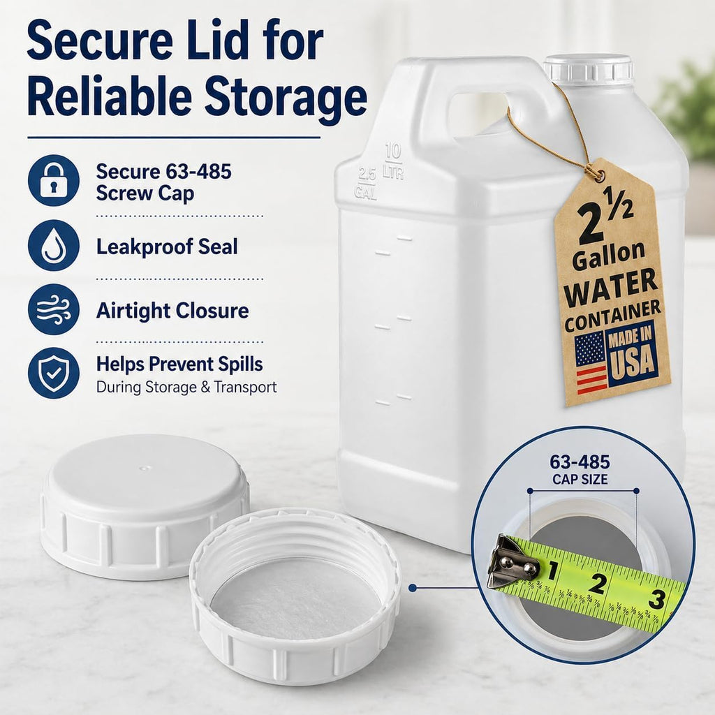 kitchentoolz 2.5 Gallon Water Jug – Water Container Heavy-Duty HDPE Carboy for Automotive Used Oil Container & Liquid Storage – 10 Liter Water Jugs with Secure Lid – Made in USA