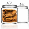 1 Gallon Glass Cookie Jar with Lid – Glass Jar with Lid - Airtight Food Storage Container for Cookies, Candy, Flour, Dog Treats – Clear Large Kitchen Jar for Pantry - Glass Containers with Lids
