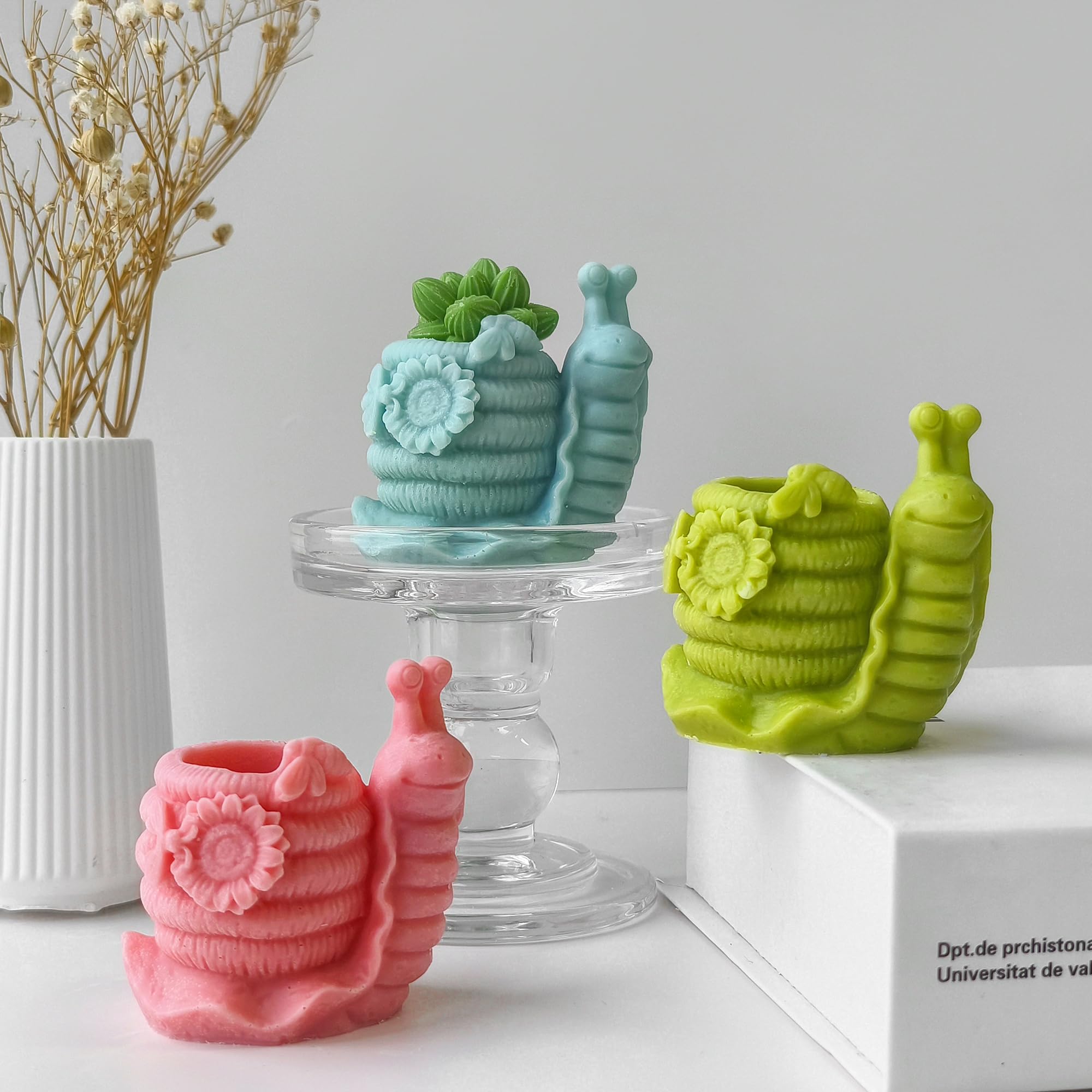 Flower Succulent Tulip Rose Cylinder Molds Silicone Wave Spiral Candle Mold - Silicone Resin Casting Molds for Candle & Resin & Soap Craft Supplies