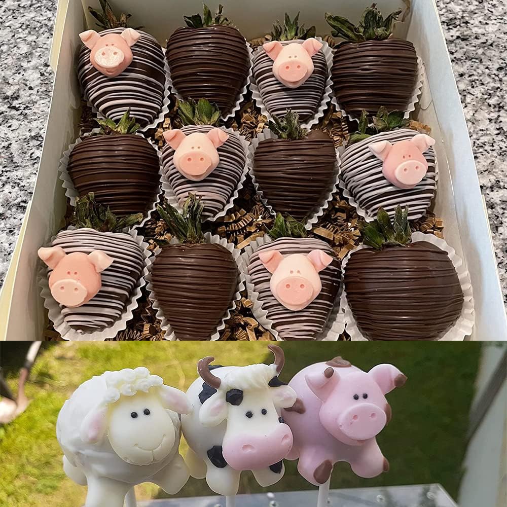Cestony Cute Lovely Farm Animals Head Cow Sheep Pig Present Silicone Molds for DIY Cake Fondant Biscuit Cookies Soap Sugar Pudding Chocolate Hard Candies Dessert Candle Decor