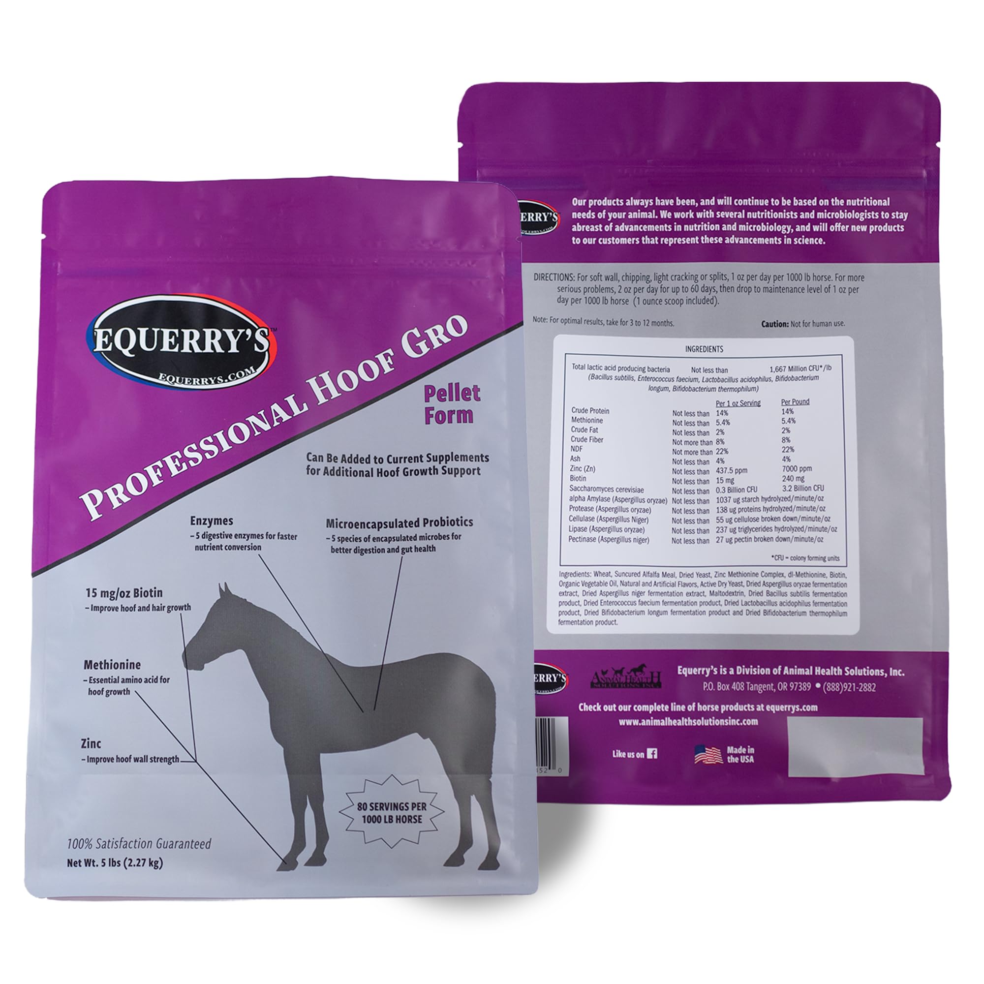 Equerry's Professional Hoof-GRO Equine Hoof Supplement for Horses, with Biotin, Digestive Enzymes, Probiotics, Supports Strong Healthy Hooves (5 lb)