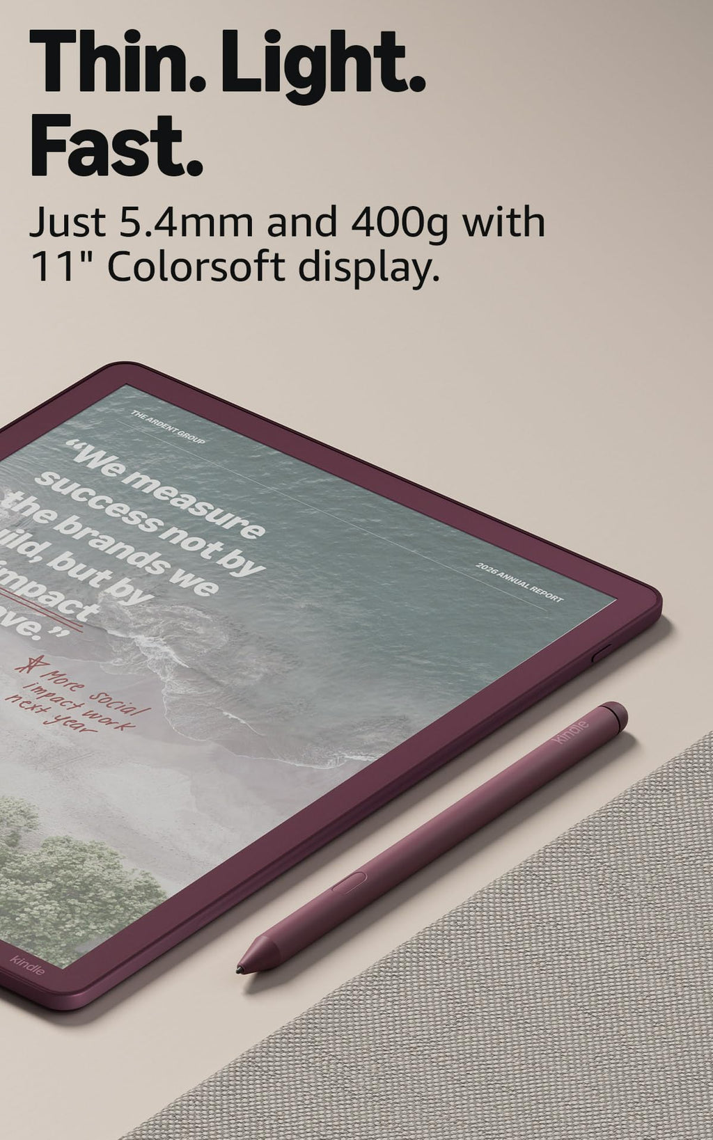 Amazon Kindle Scribe Colorsoft 32GB (newest model) — 11” paper-like color display with front light — Thin, light, powerful — Write in notebooks, documents, and books. Includes Premium Pen - Graphite