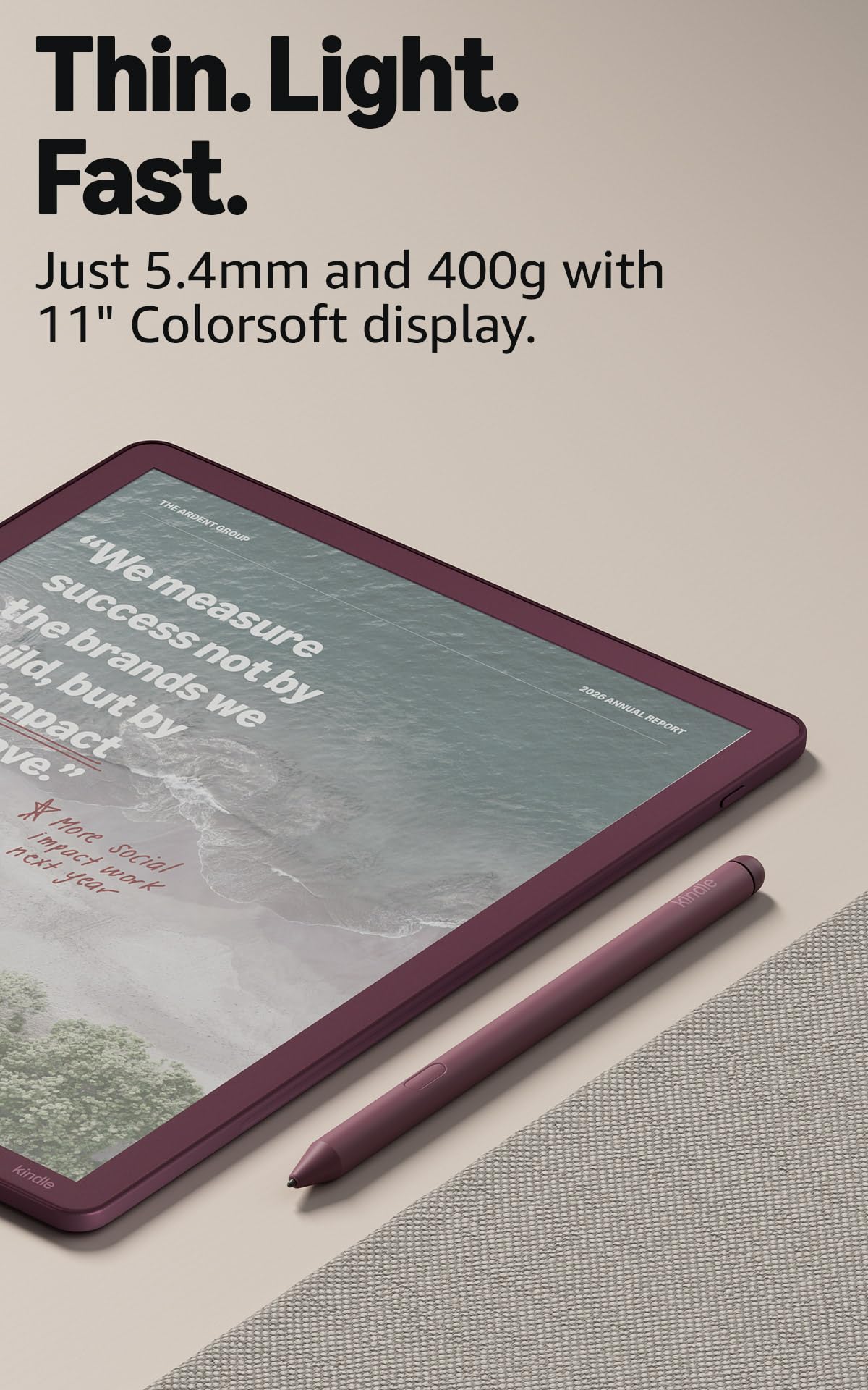 Amazon Kindle Scribe Colorsoft 32GB (newest model) — 11” paper-like color display with front light — Thin, light, powerful — Write in notebooks, documents, and books. Includes Premium Pen - Graphite