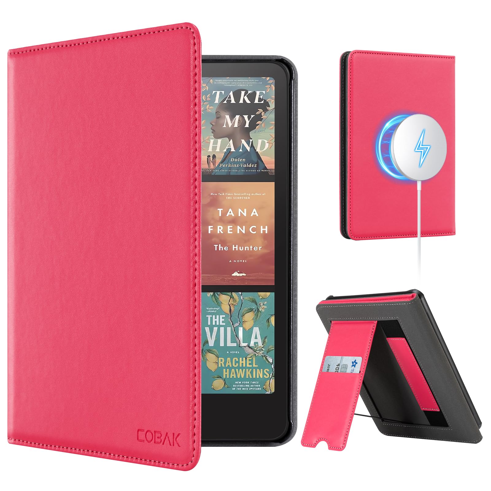 CoBak Case with Stand for Kindle Paperwhite 12th Gen 2024 Released (7") & Kindle Colorsoft Signature Edition - Durable PU Leather Cover with Auto Sleep Wake, Card Slot, Hand Strap Feature, Sage Green