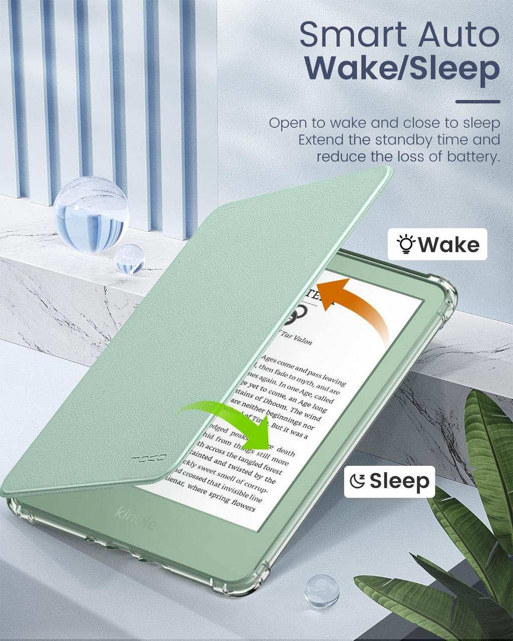 MoKo Case for 6" Kindle (11th Generation-2024/2022 Release), Ultra Clear Soft Flexible Transparent TPU Back Cover Light Shell with Auto Wake/Sleep for Kindle 11th Generation 2024, White Blue Floral