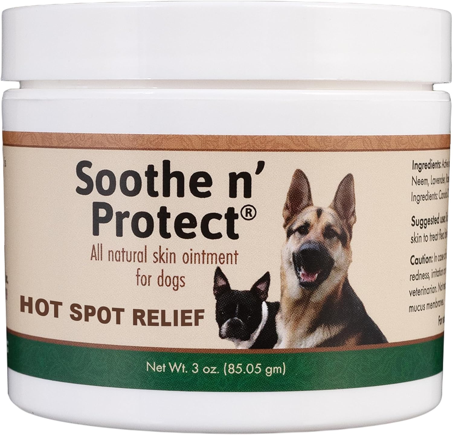 Soothe N’ Protect Dog Ointment, Hot Spot Treatment for Dogs, Healing Moisturizer for Skin Irritation, Itching, Hot Spots, Bites, Skin Salve for Dog Wound Care, 3oz